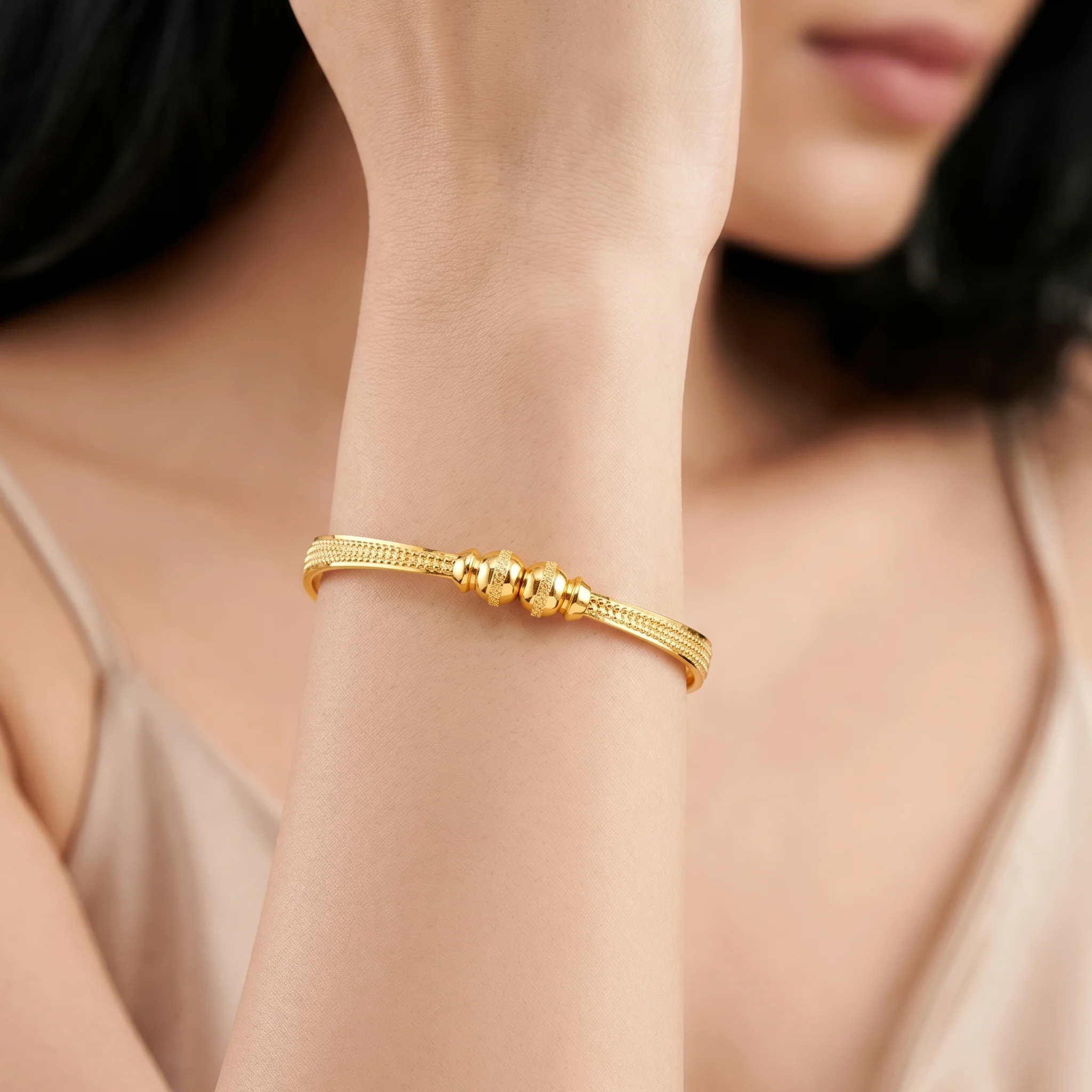 PRAO Bracelet Anti-Tarnish Honeycomb Textured Kada (Adjustable Size) - Image 4