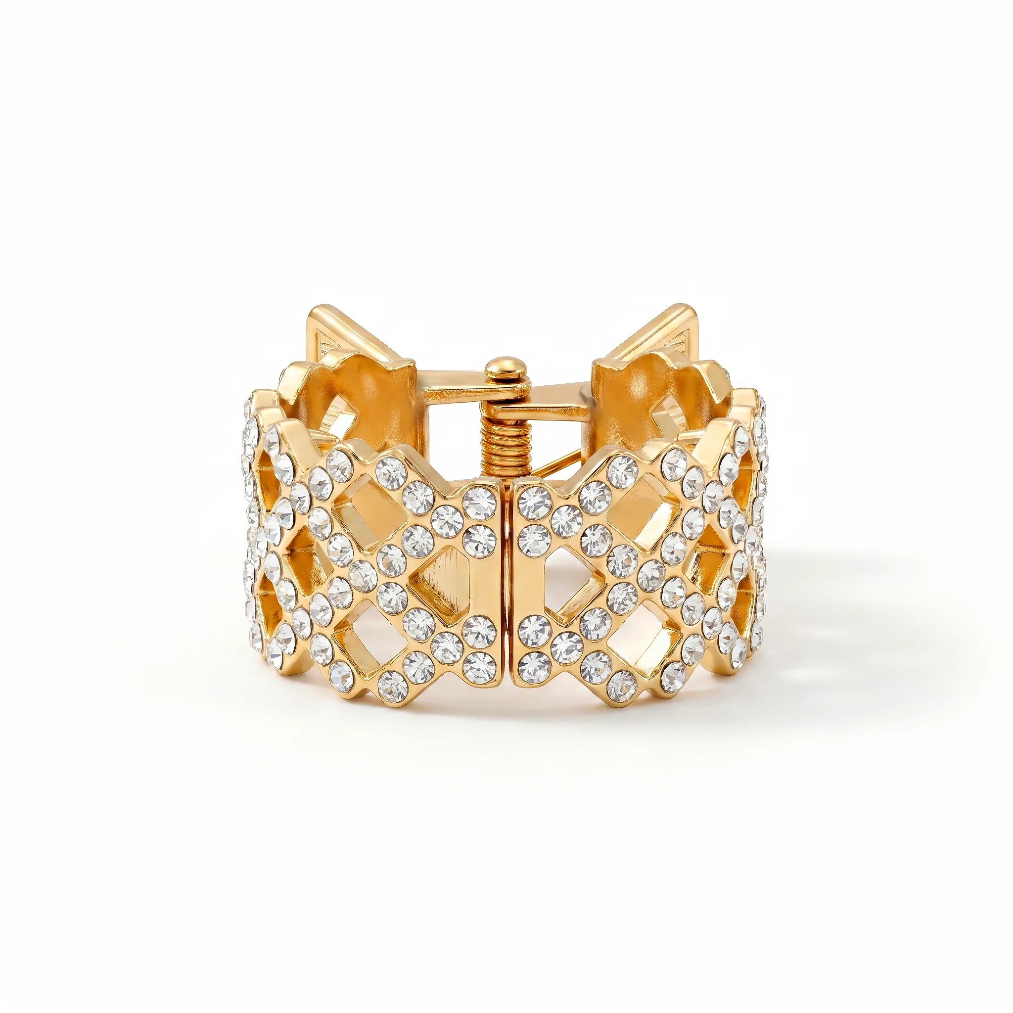 PRAO Hair Claw Clip Anti-Tarnish Lattice With Rhinestones - Image 3
