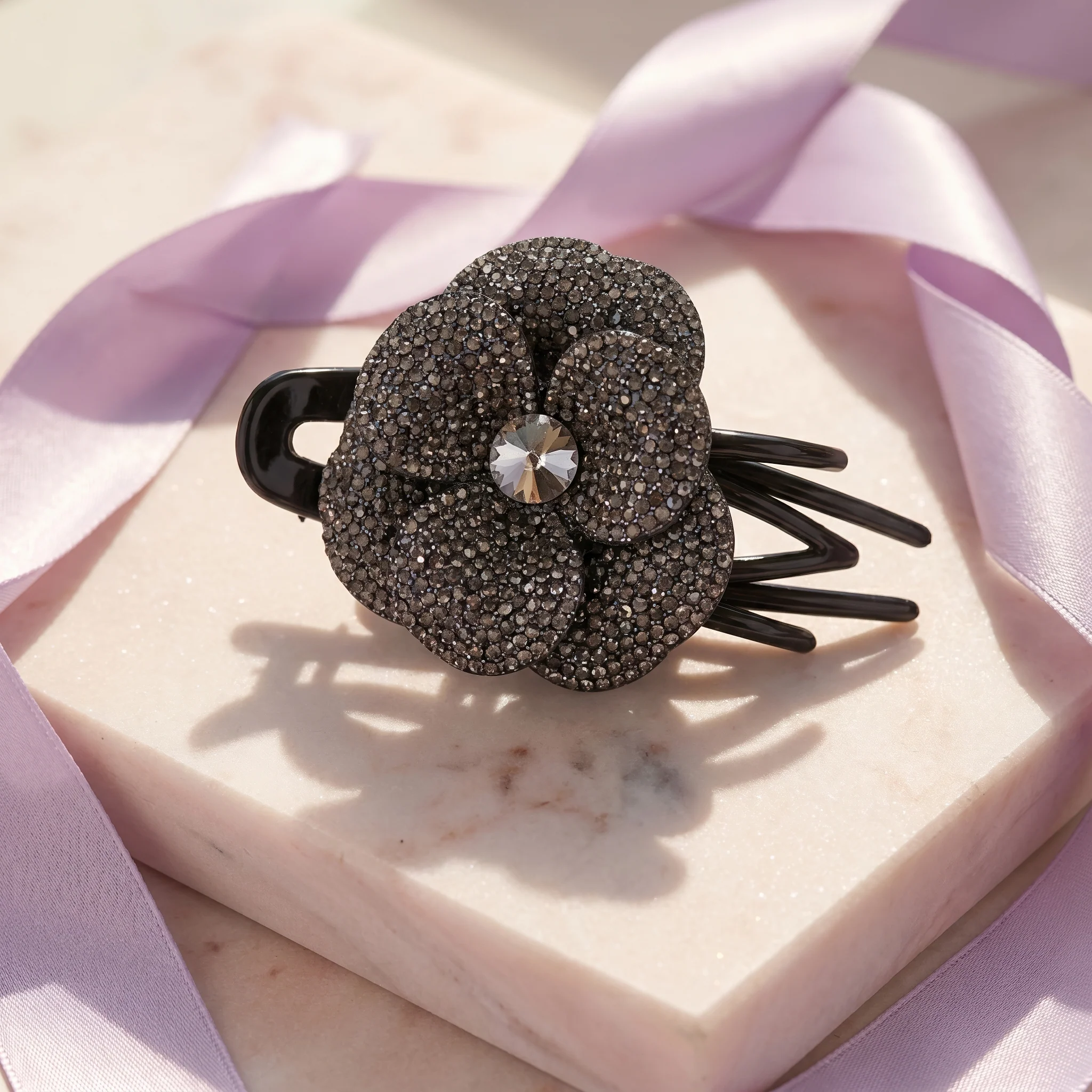PRAO Hair Claw Clip Crystal Flower - Image 4