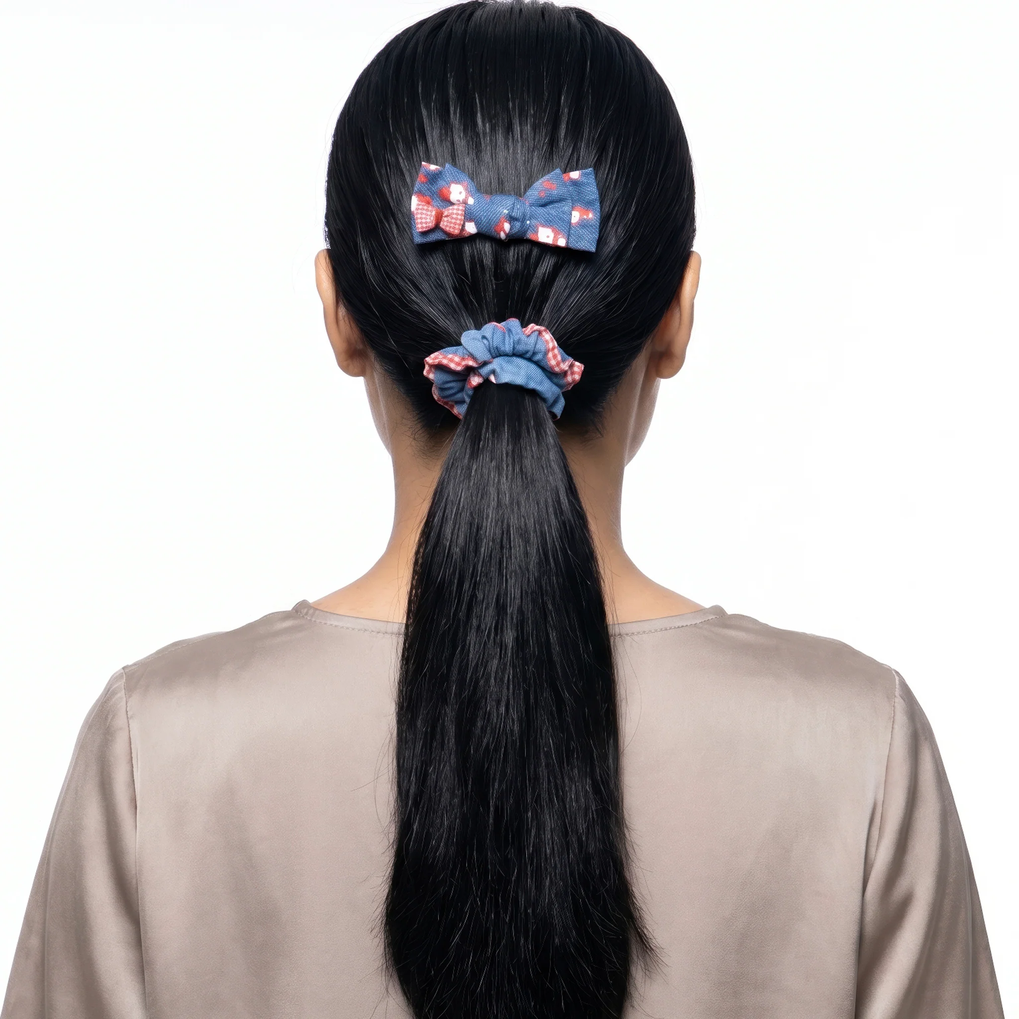 PRAO Scrunchie Denim Bow - Image 3