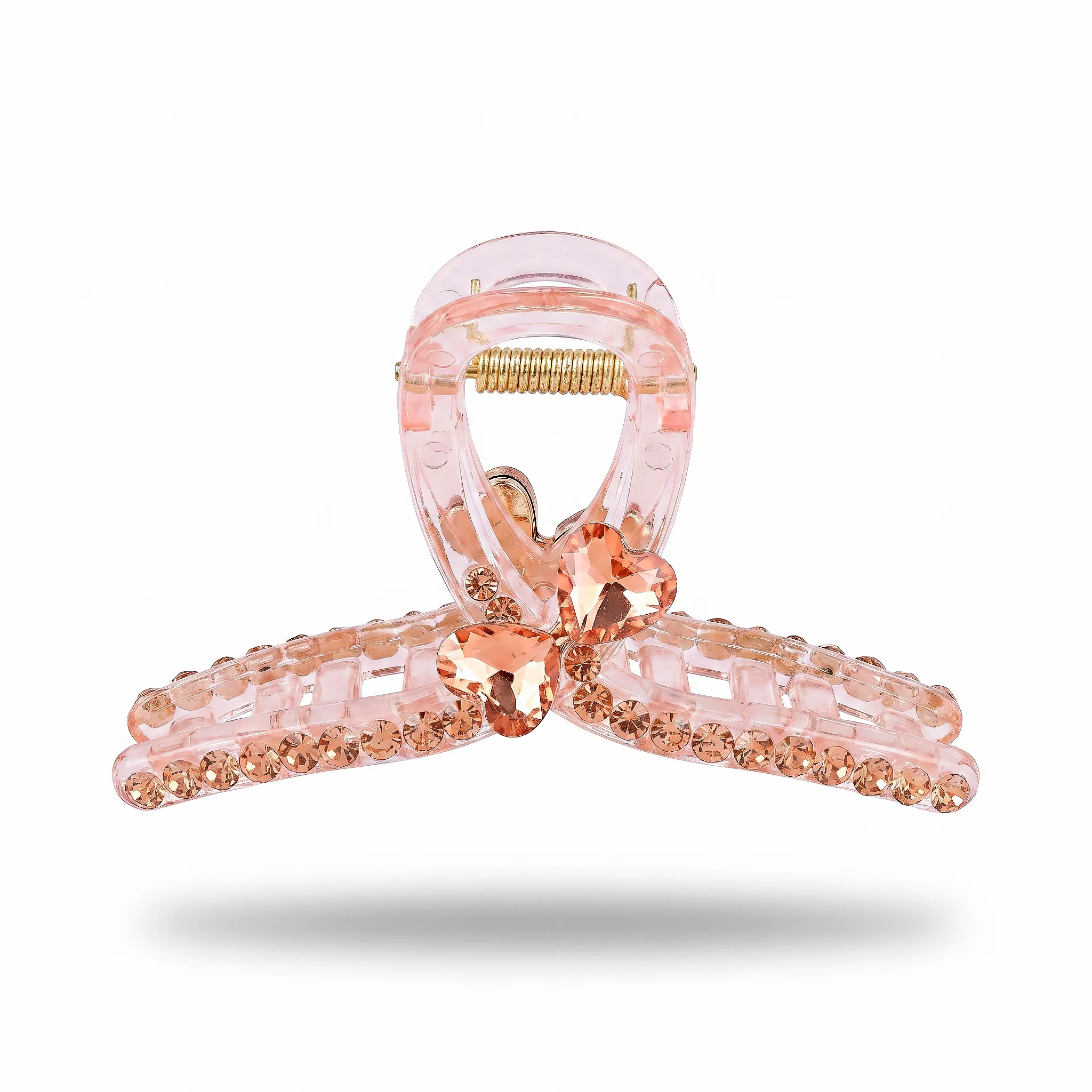 PRAO Hair Claw Clip Anti-Tarnish Peach Rhinestone - Image 3