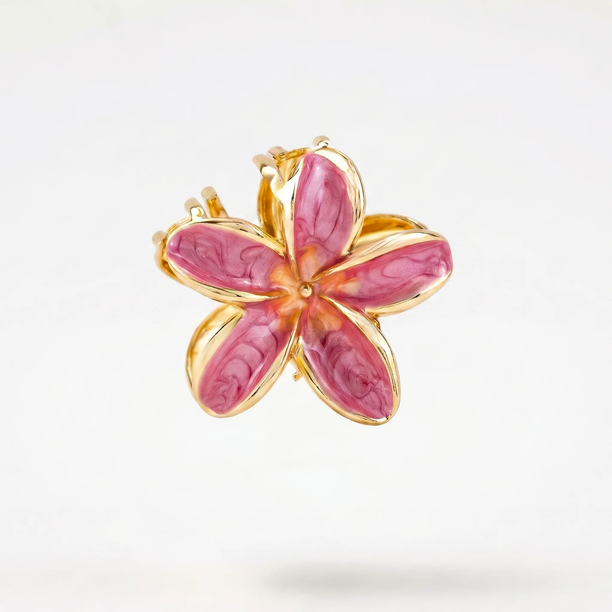 PRAO Hair Claw Clip Anti-Tarnish Purple Five Petal Enamel Flower Pin - Image 3