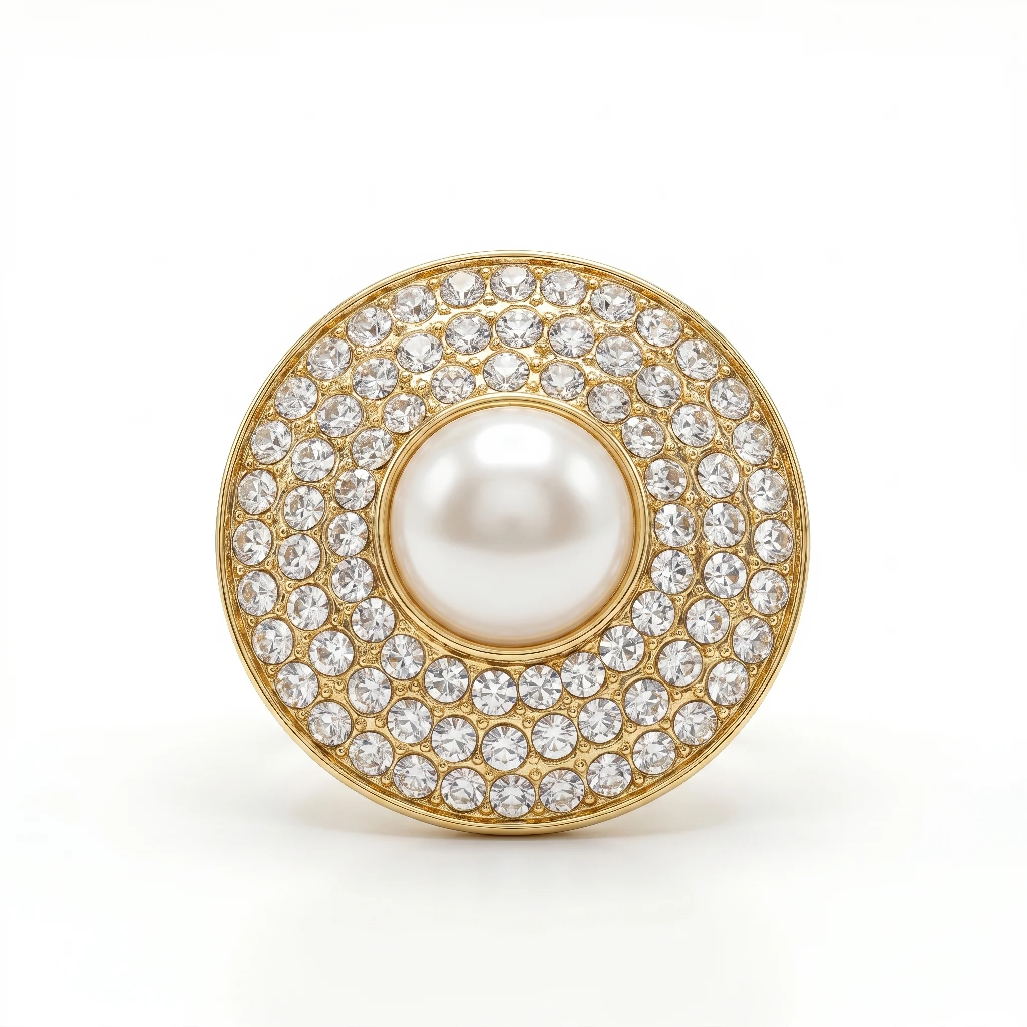 PRAO Ring Anti-Tarnish Cocktail With Pearl And Rhinestones (Adjustable Size) - Image 3