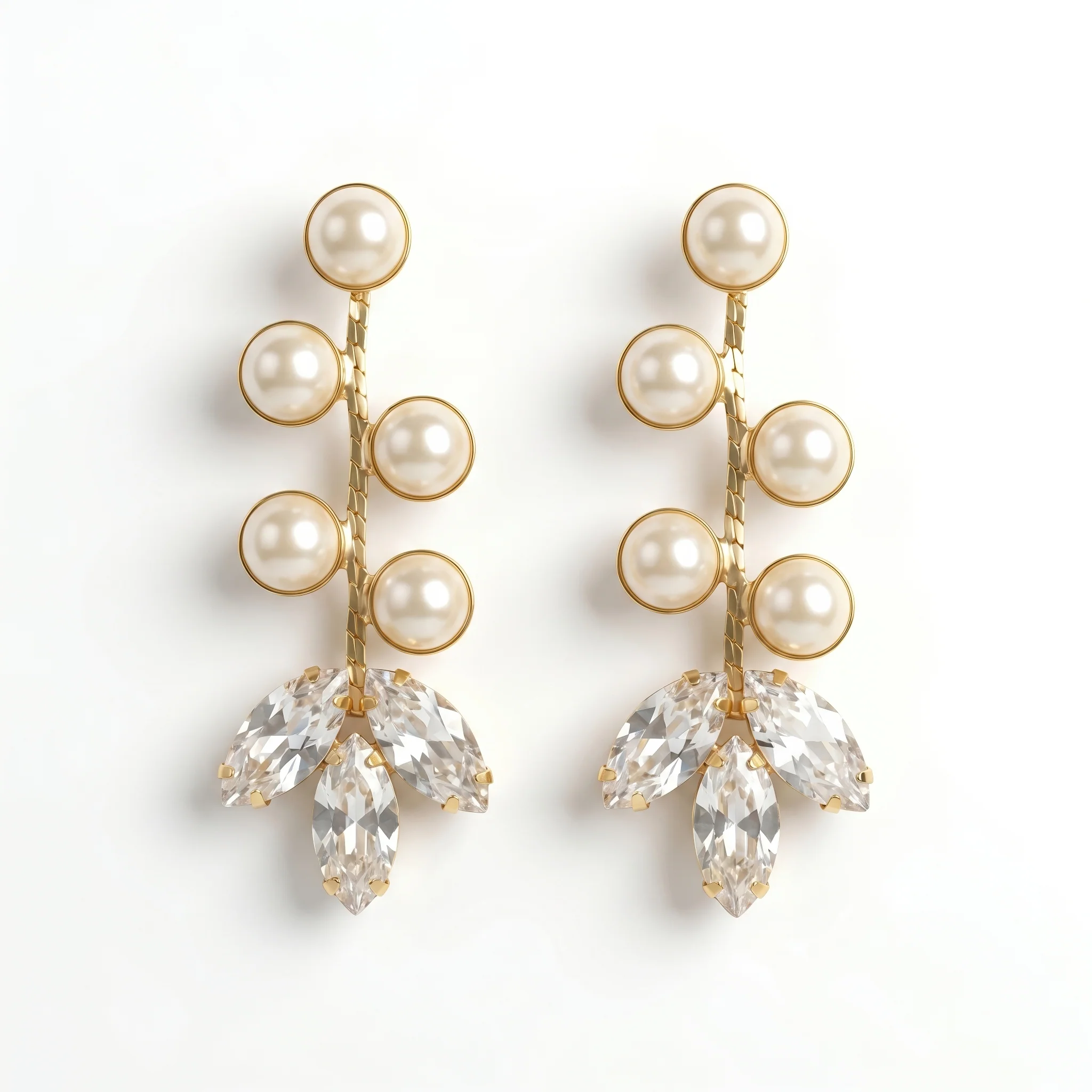 PRAO Earrings Anti-Tarnish Drop With Pearl Clusters And Crystal Accents - Image 3