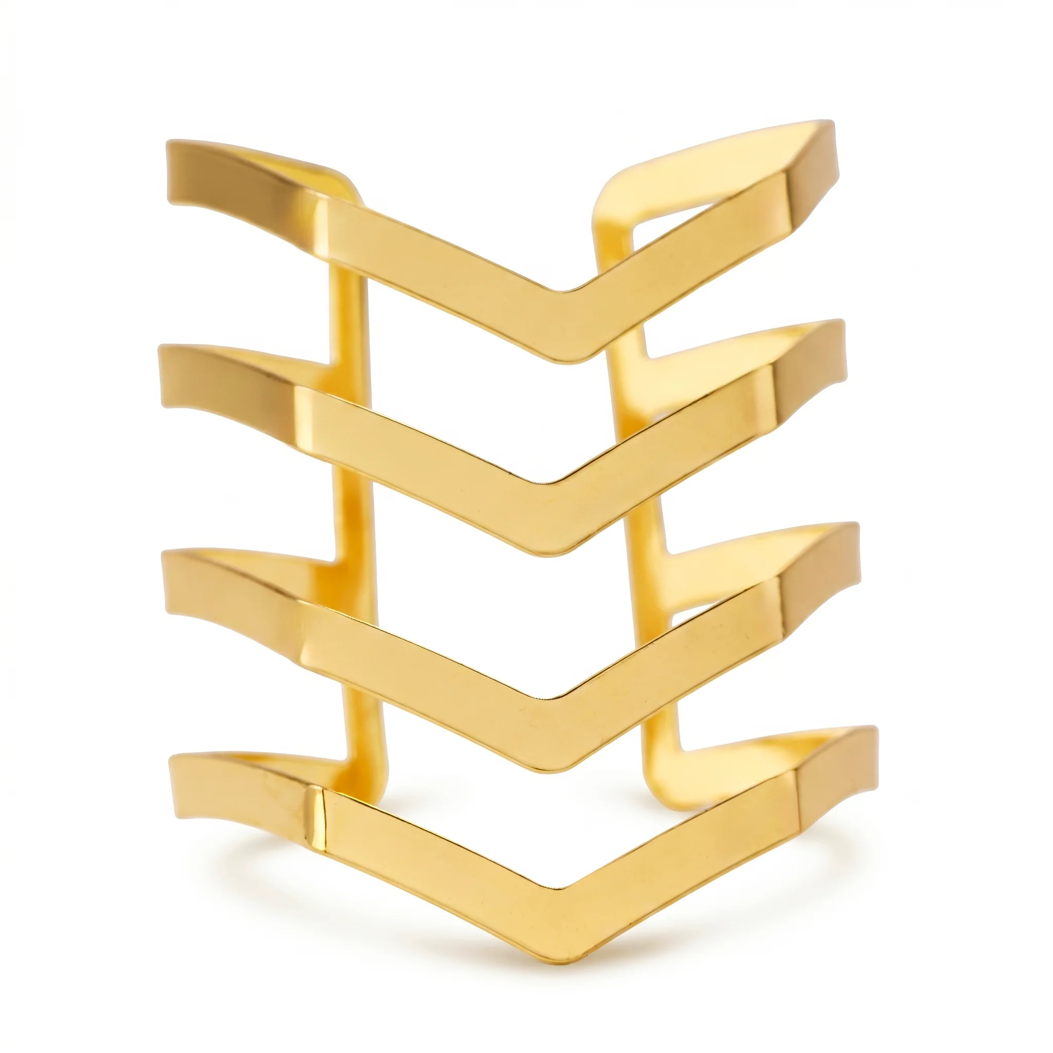 PRAO Bracelet Anti-Tarnish Multi-Chevron Geometric Cuff (Adjustable Size) - Image 4