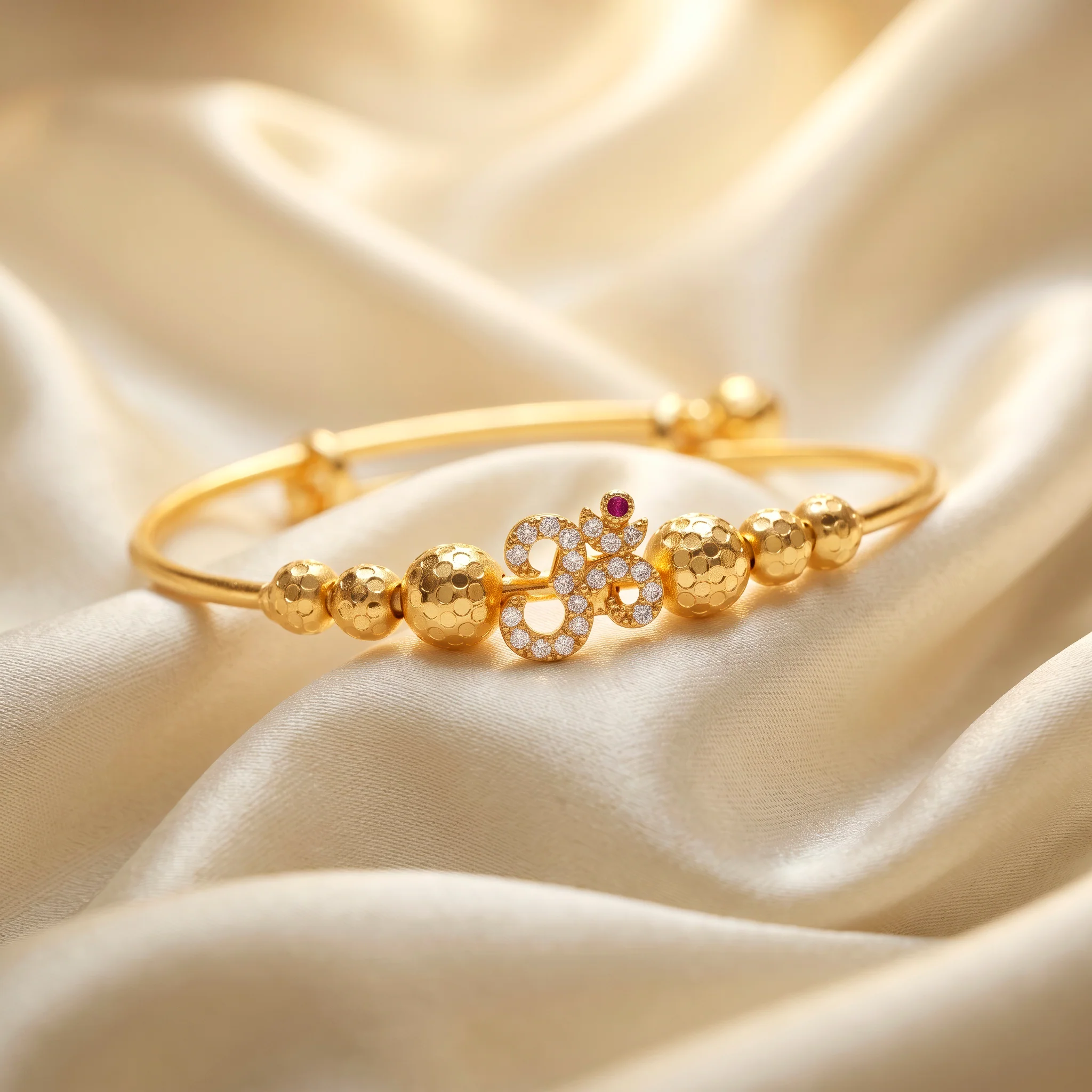PRAO Bracelet Anti-Tarnish Om Crystal Bangle (Adjustable Size) - Image 4