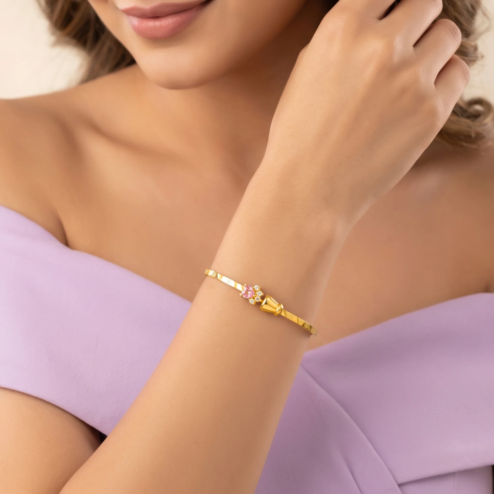 PRAO Bracelet Anti-Tarnish Heart Crystal Bangle (Adjustable Size) - Image 3