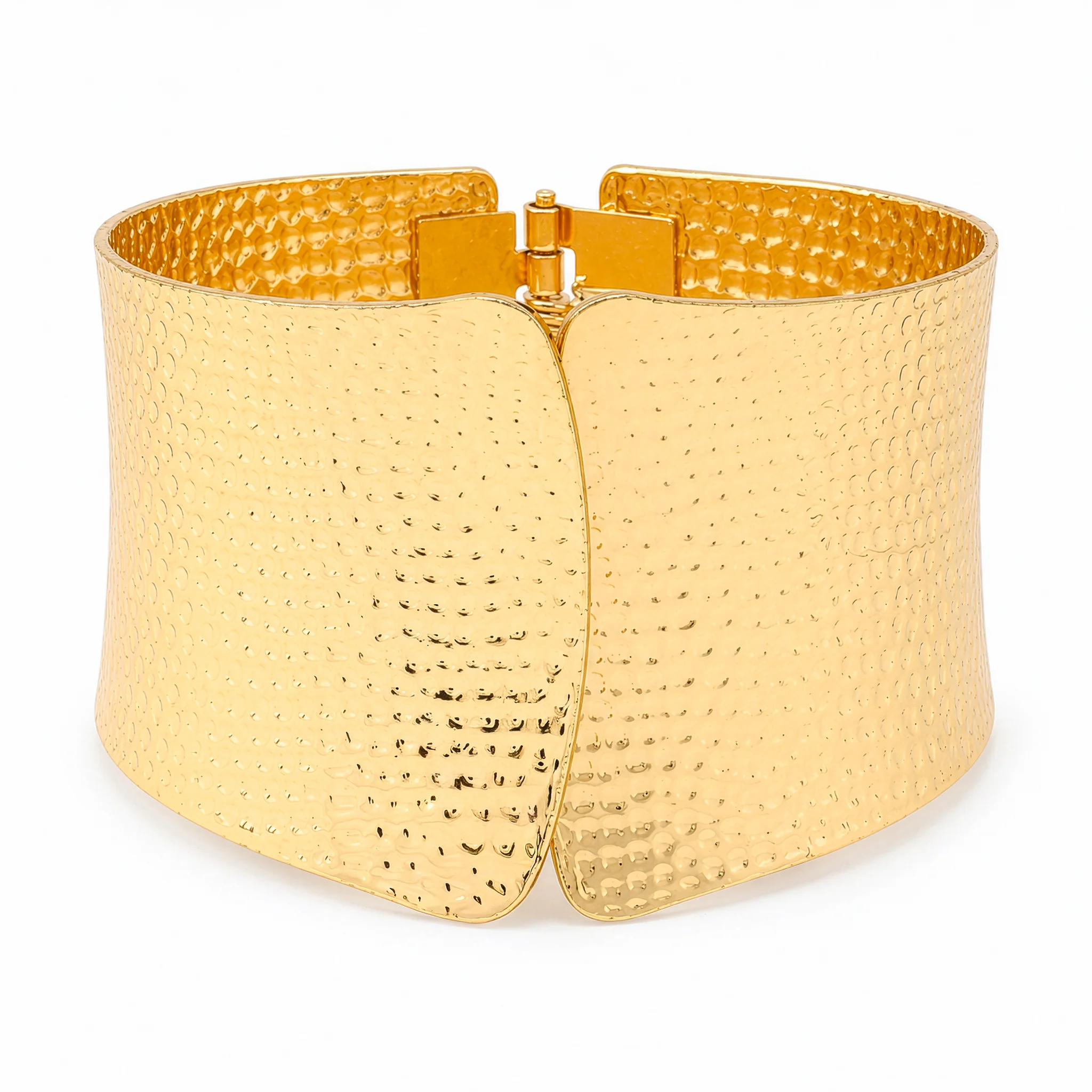 PRAO Bracelet Anti-Tarnish Wide Hammered Metal Cuff (Adjustable Size) - Image 4