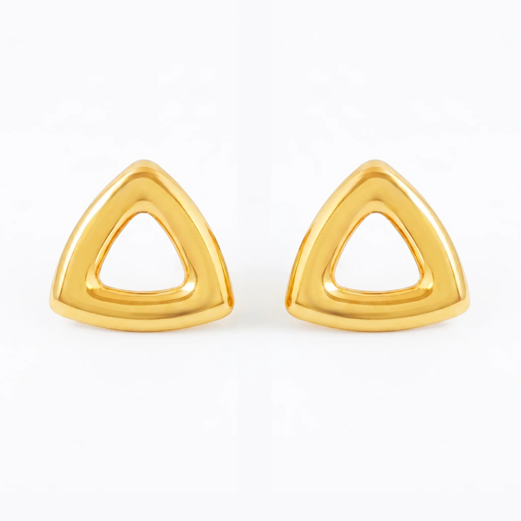 PRAO Earrings Anti-Tarnish Modern Open Triangle - Image 3
