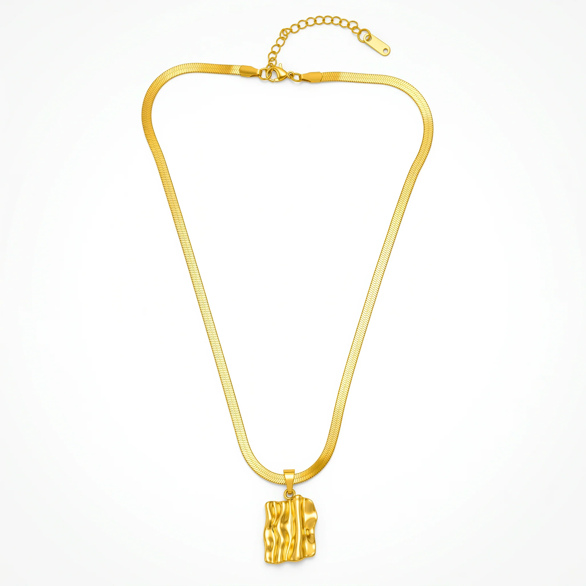 PRAO Necklace Anti-Tarnish Gold Plated Wavy Creative Pendant - Image 3