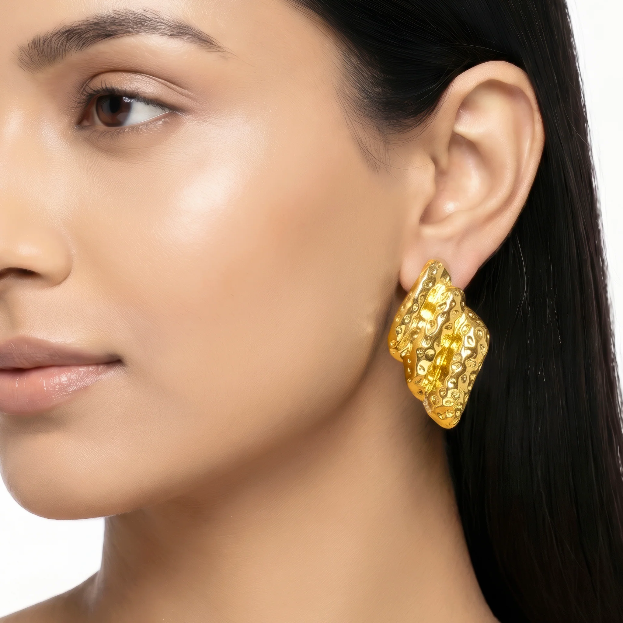 PRAO Earrings Anti-Tarnish Abstract Diamond Shaped - Image 3