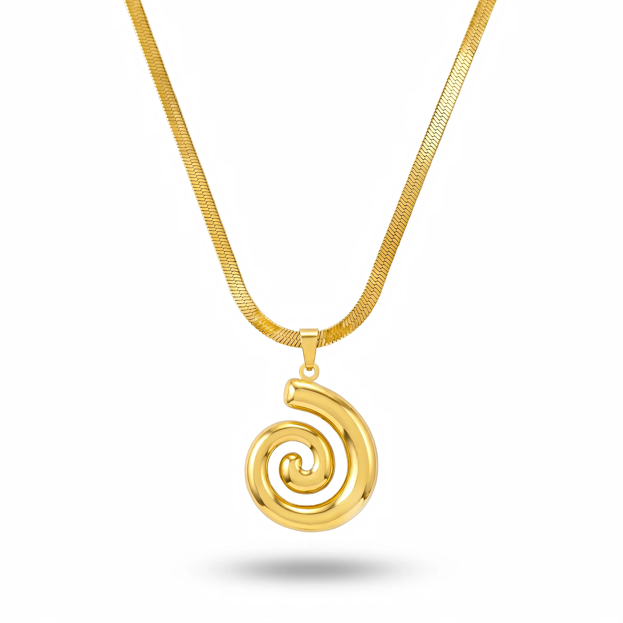 PRAO Necklace Anti-Tarnish Minimalist Spiral Pendant - Image 3