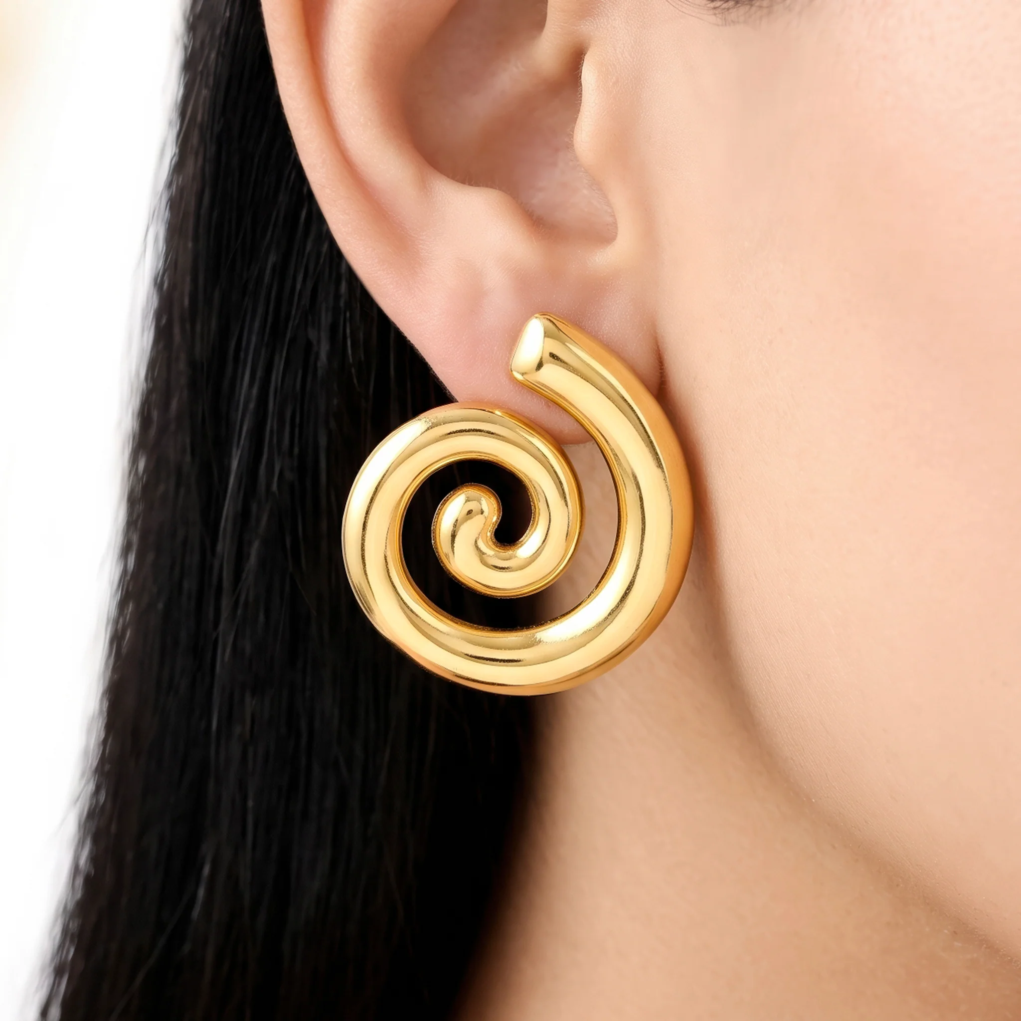 PRAO Earrings Anti-Tarnish Minimalist Spiral