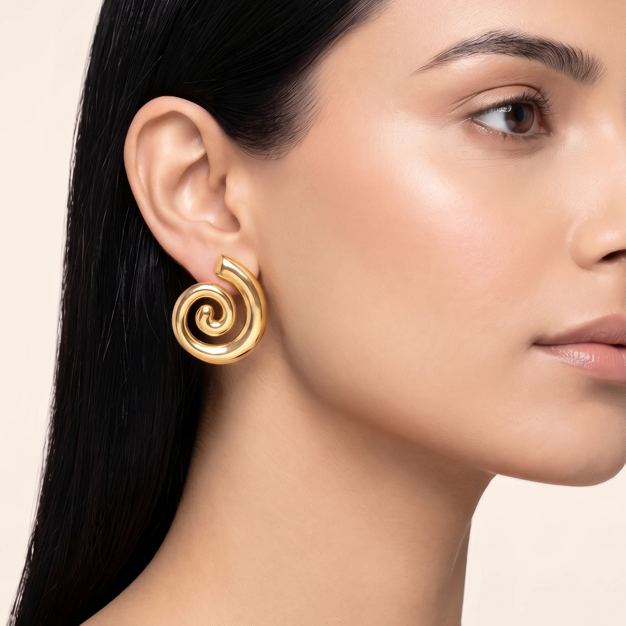 PRAO Earrings Anti-Tarnish Minimalist Spiral - Image 2
