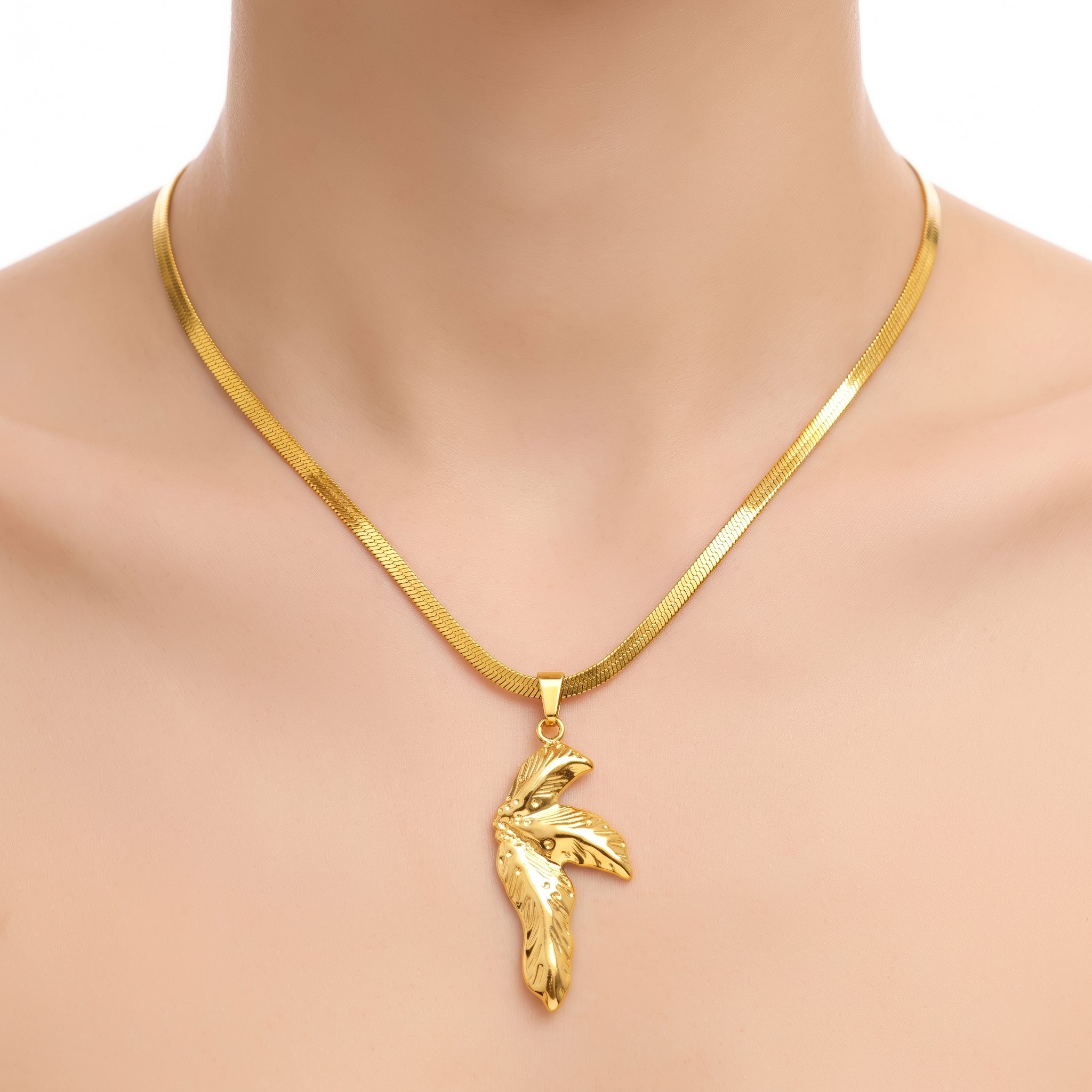 PRAO Necklace Anti-Tarnish Orchid Flower Pendant