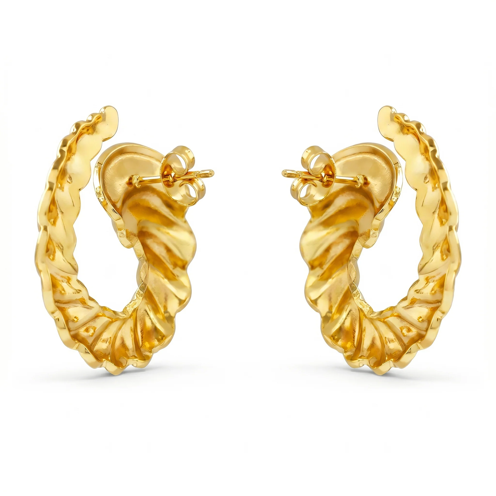 PRAO Earrings Anti-Tarnish Swirl Crescent - Image 5