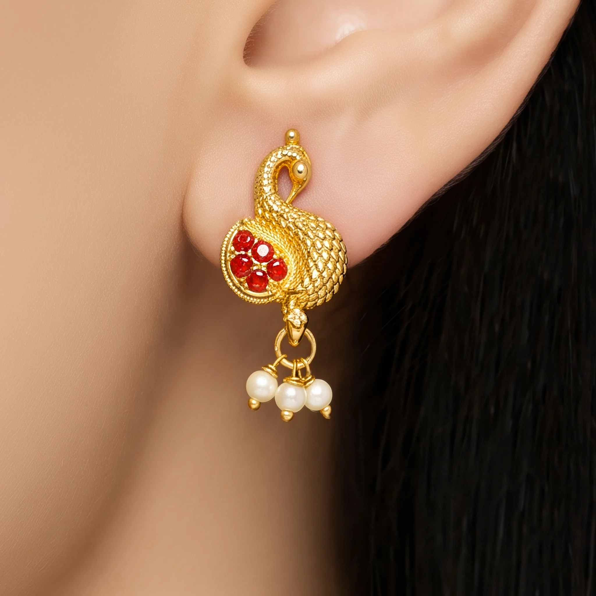 PRAO Earrings Anti-Tarnish Peacock Pearl Dangles