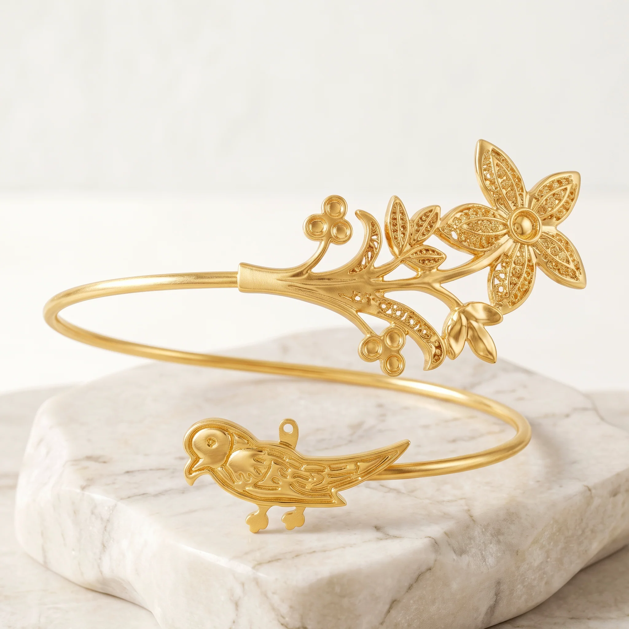PRAO Arm Cuff Anti-Tarnish Bird Branch Cuff (Adjustable Size) - Image 4