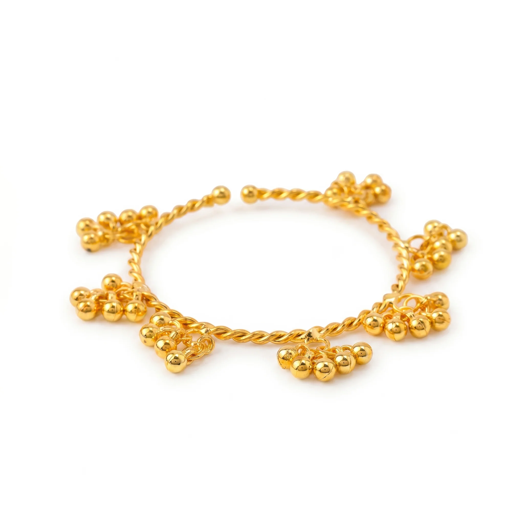 PRAO Bracelet Anti-Tarnish Ghungroo Cluster Twisted Bangle (Adjustable Size) - Image 3