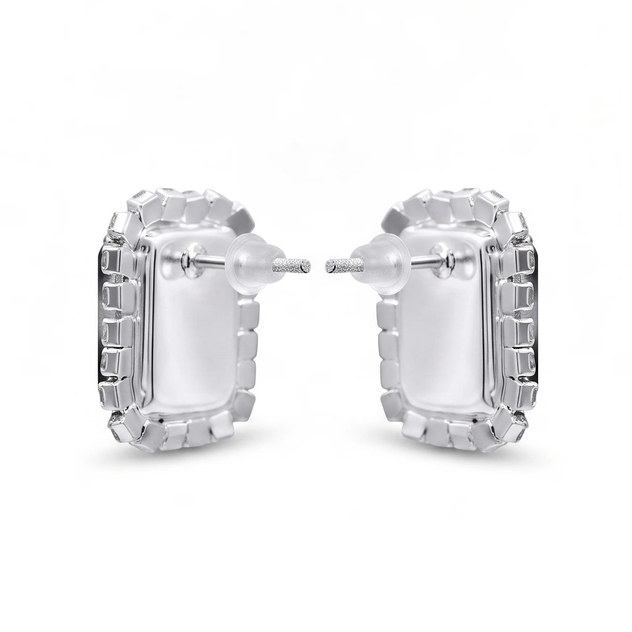 PRAO Earrings Anti-Tarnish Emerald Halo Studs - Image 6