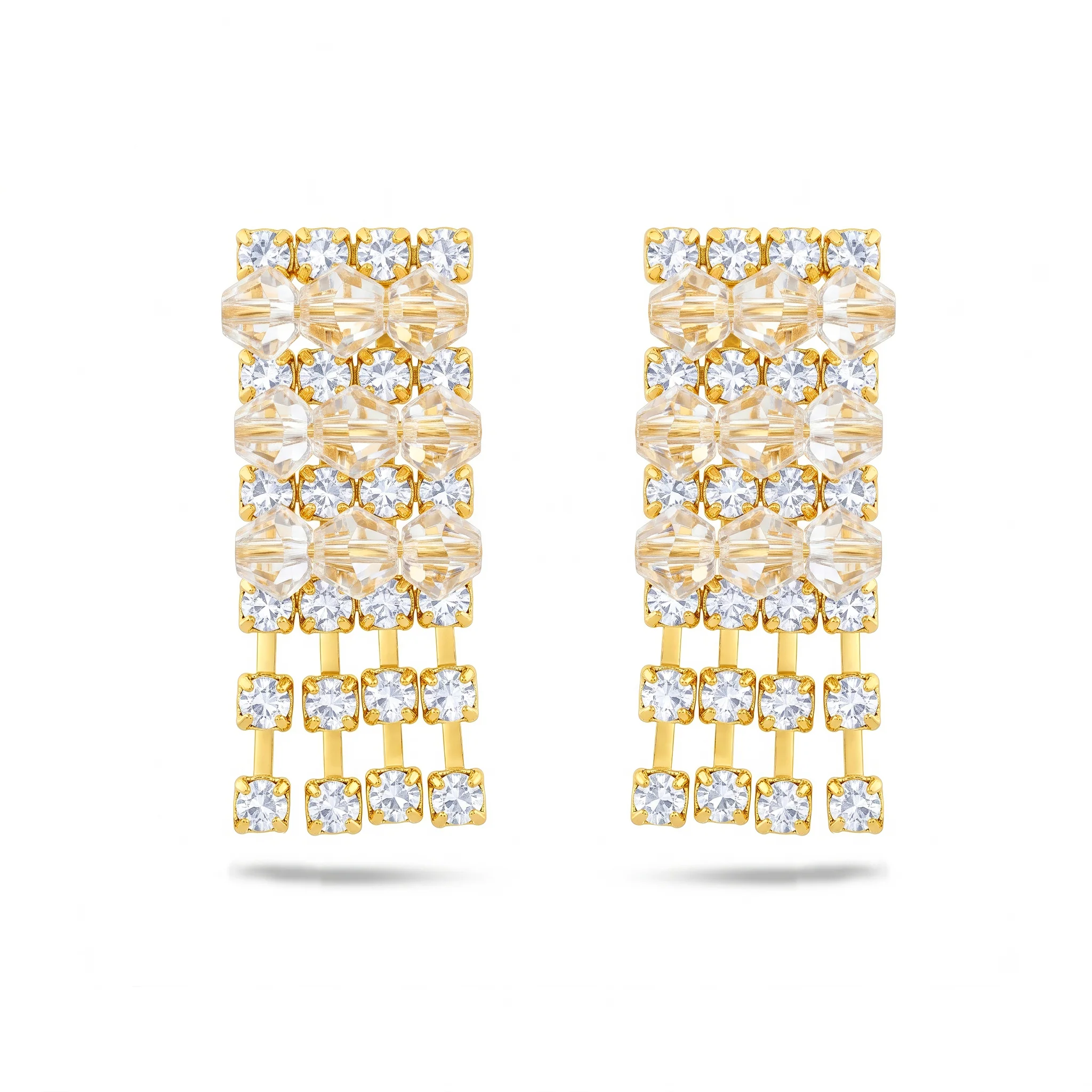 PRAO Earrings Anti-Tarnish Crystal Fringe Dangles - Image 3