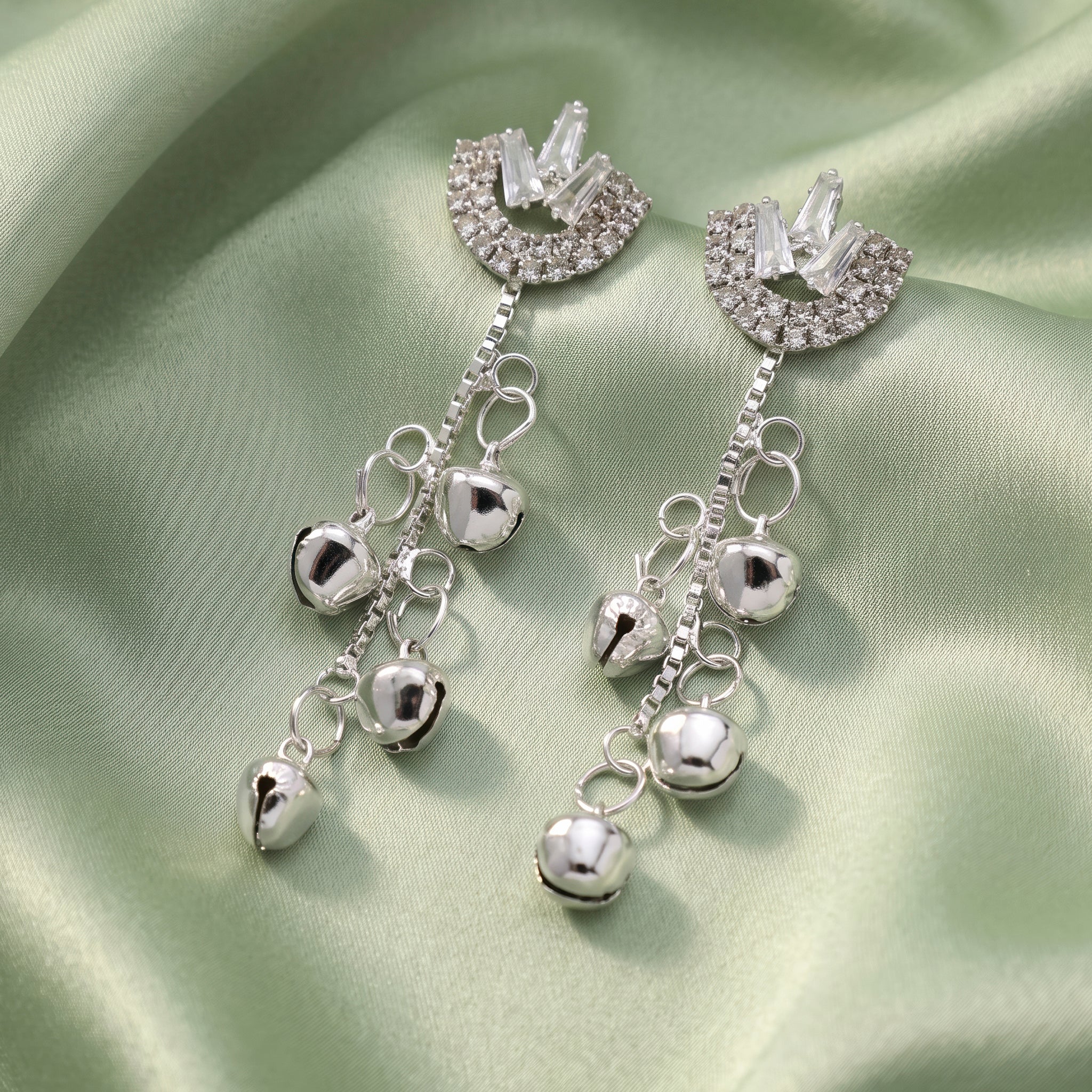 PRAO Earrings Anti-Tarnish Crescent Crystal Dangles - Image 4