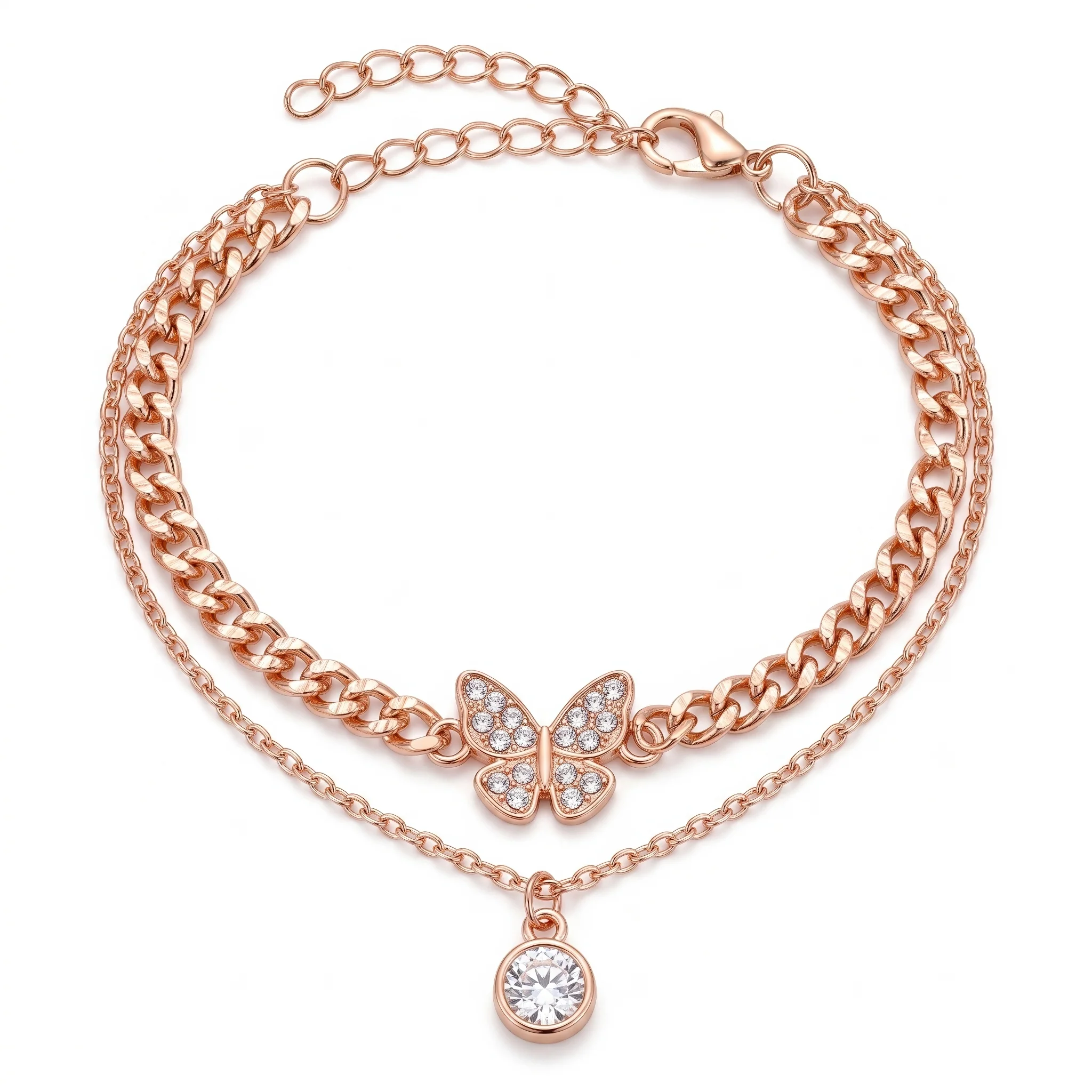 PRAO Bracelet Anti-Tarnish Butterfly Solitaire Chain Set (Adjustable Size) - Image 3