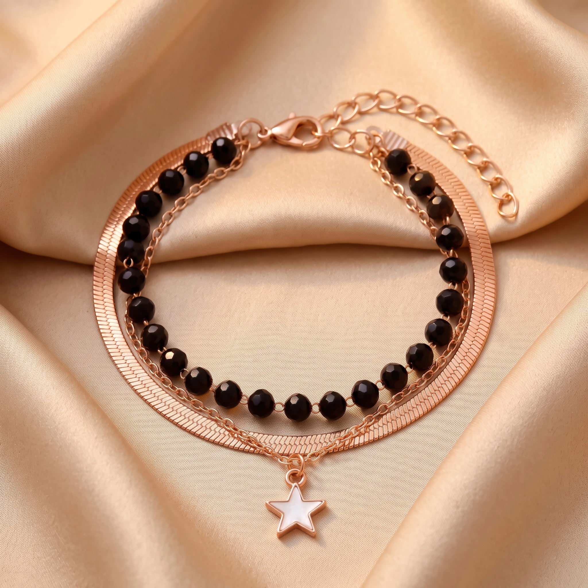 PRAO Bracelet Anti-Tarnish Black Bead Star Chain (Adjustable Size) - Image 4