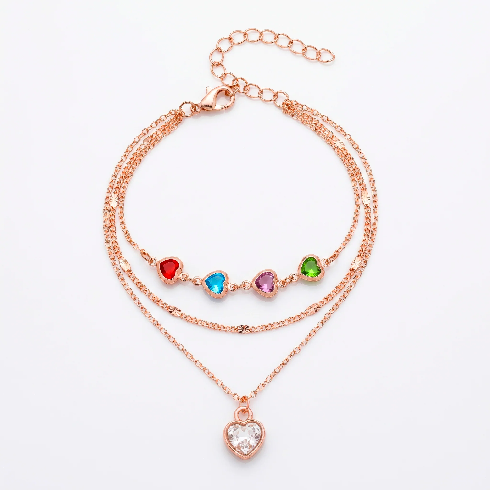PRAO Bracelet Anti-Tarnish Heart Crystal Chain (Adjustable Size) - Image 3
