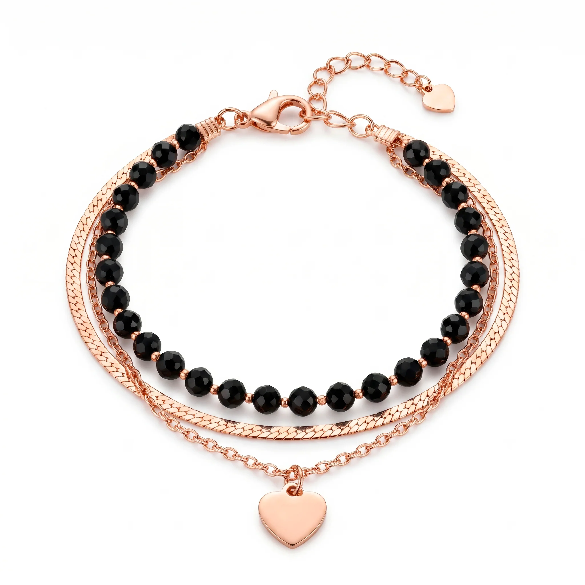 PRAO Bracelet Anti-Tarnish Black Heart Chain (Adjustable Size) - Image 4