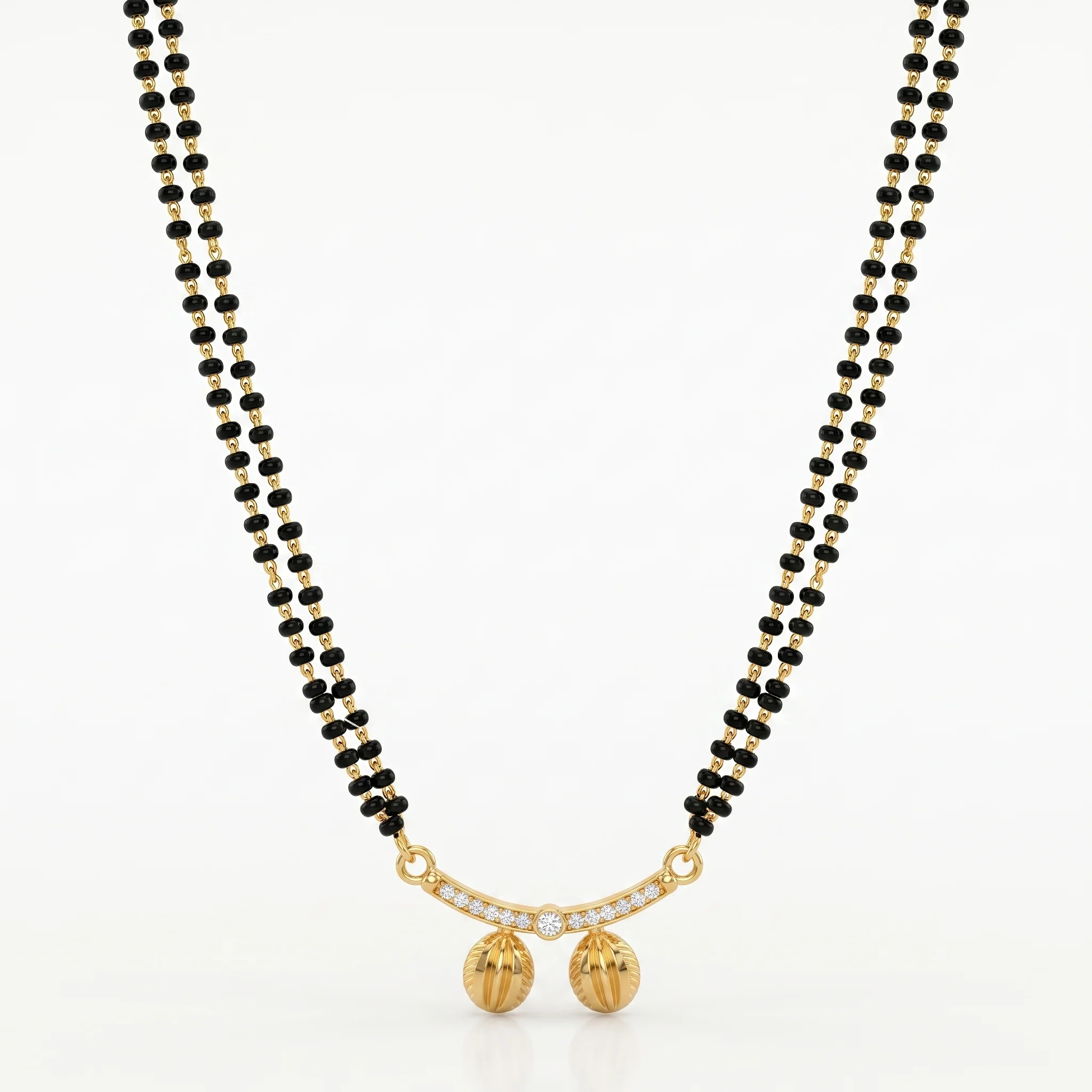 PRAO Necklace Anti-Tarnish Double Strand Stone Mangalsutra