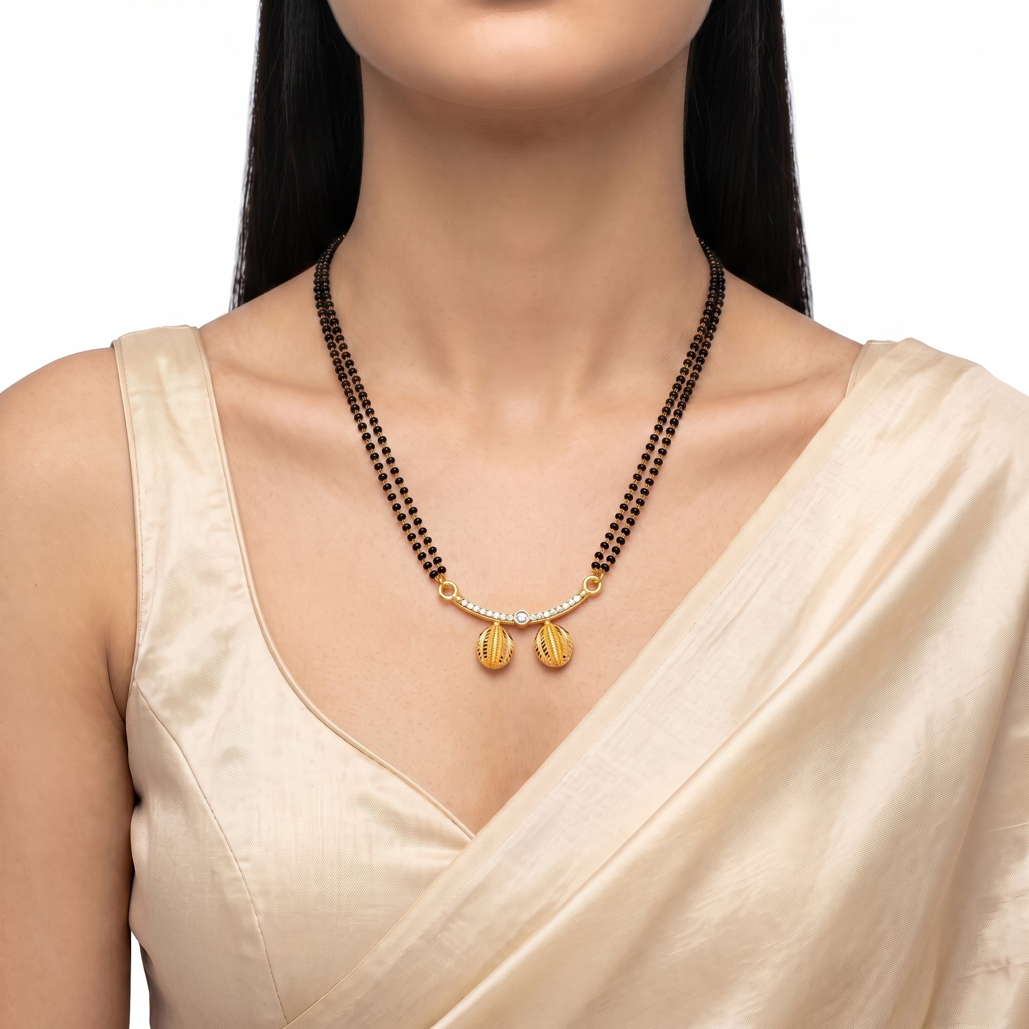 PRAO Necklace Anti-Tarnish Double Strand Stone Mangalsutra - Image 3