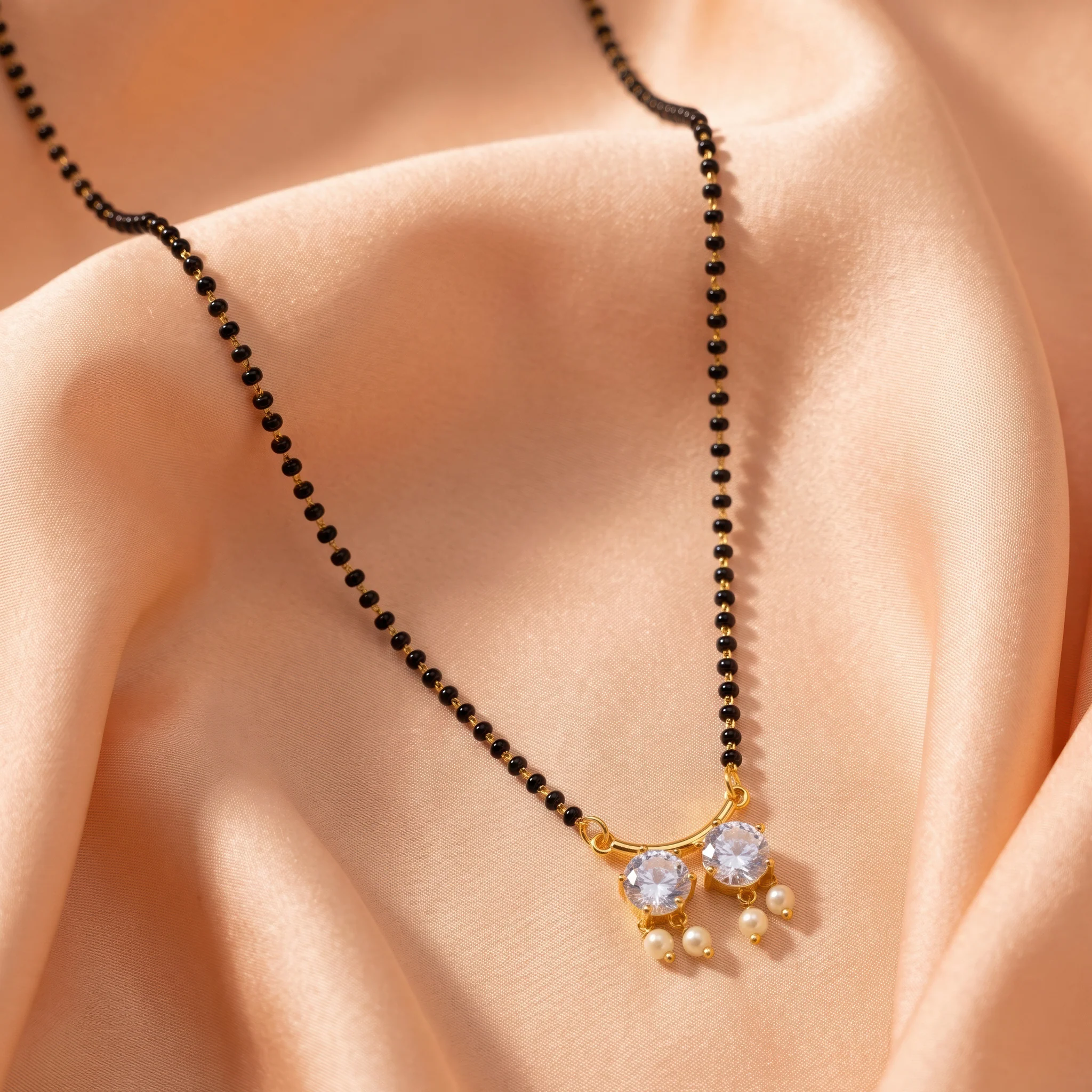 PRAO Necklace Anti-Tarnish Pearl Crystal Mangalsutra - Image 4