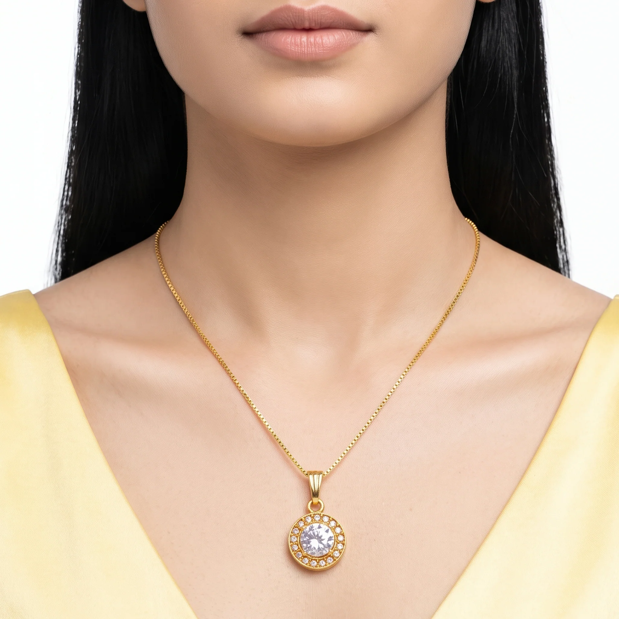 PRAO Necklace Anti-Tarnish Blue Halo Pendant Chain - Image 3