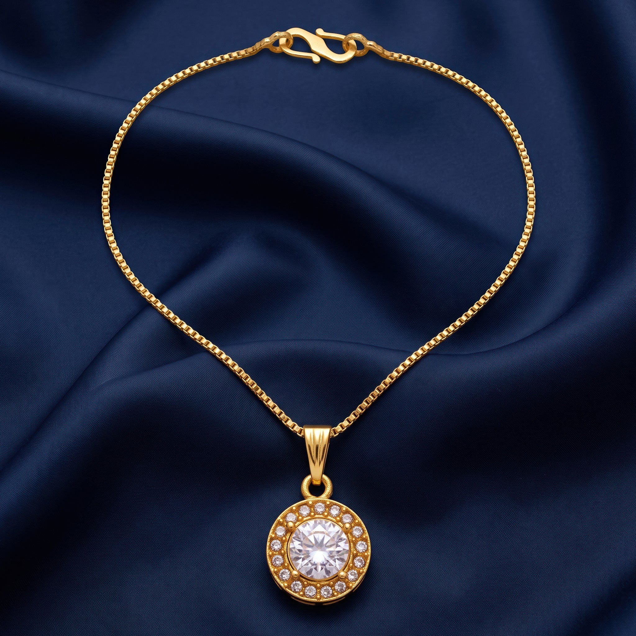 PRAO Necklace Anti-Tarnish Blue Halo Pendant Chain - Image 4