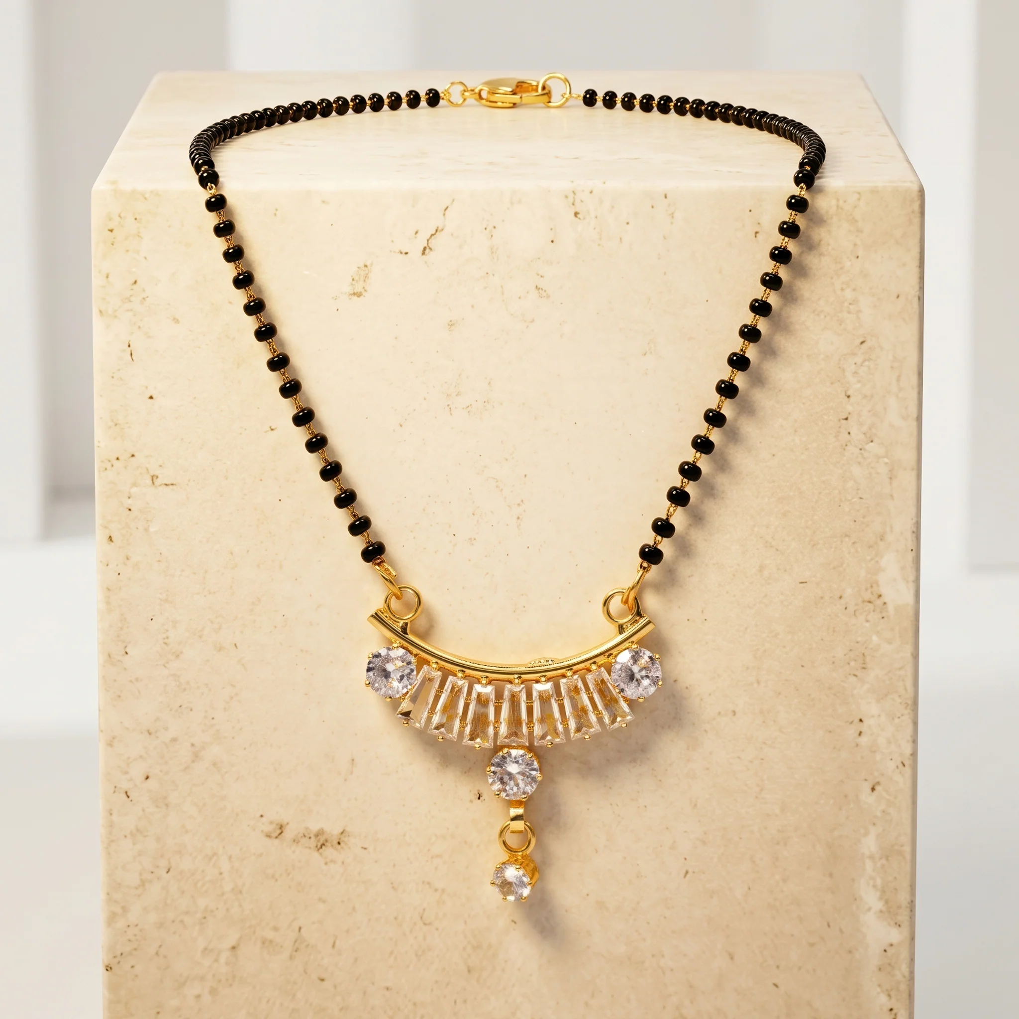 PRAO Necklace Anti-Tarnish Fan Crystal Mangalsutra - Image 4
