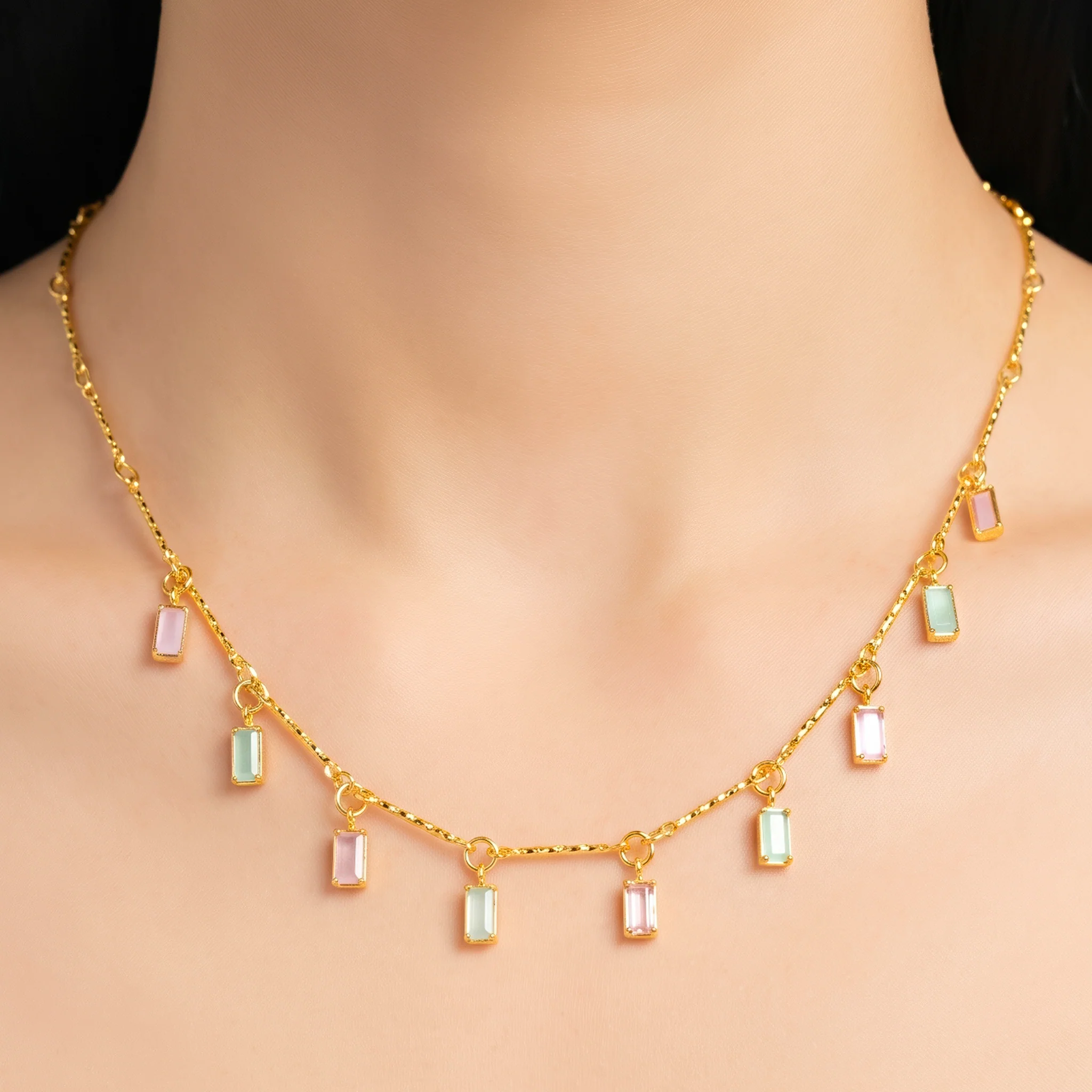 PRAO Necklace Anti-Tarnish Pastel Charm Chain - Image 2