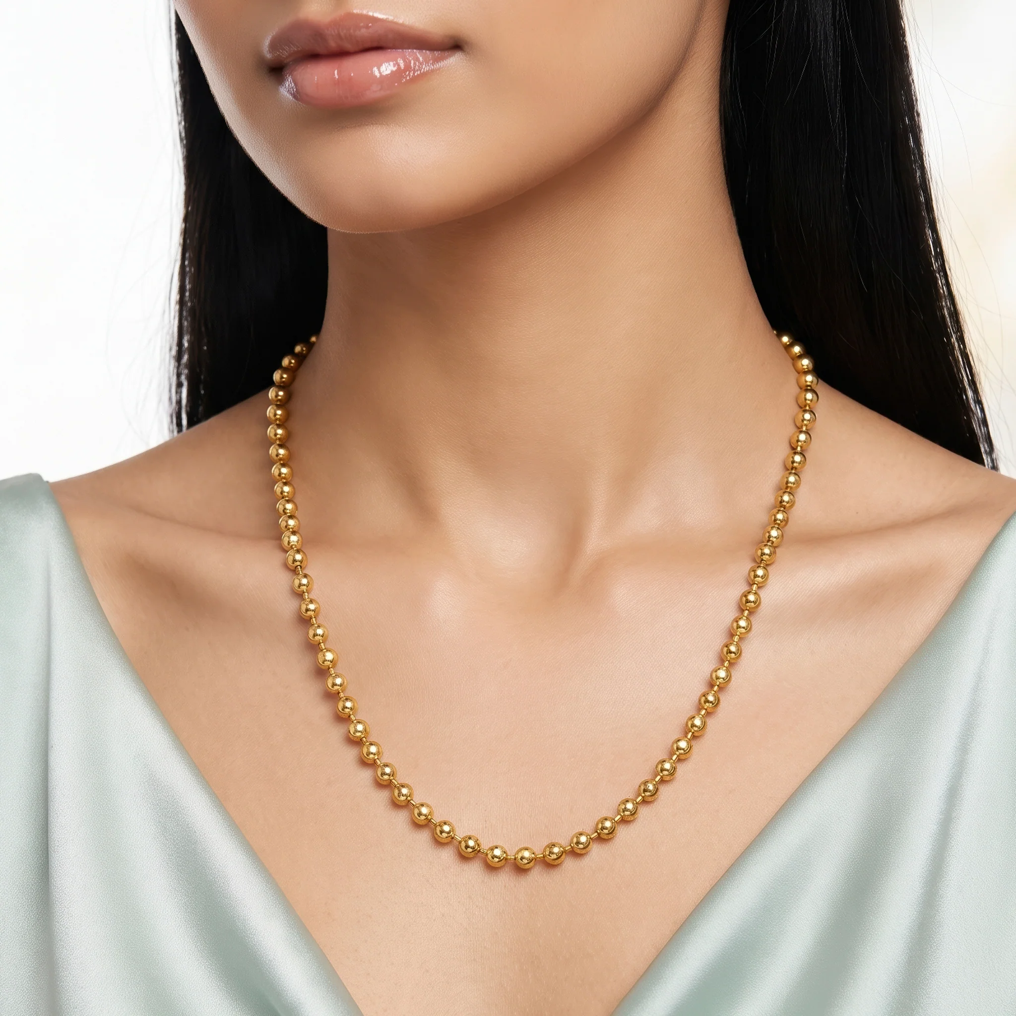 PRAO Necklace Anti-Tarnish Ball Chain - Image 2