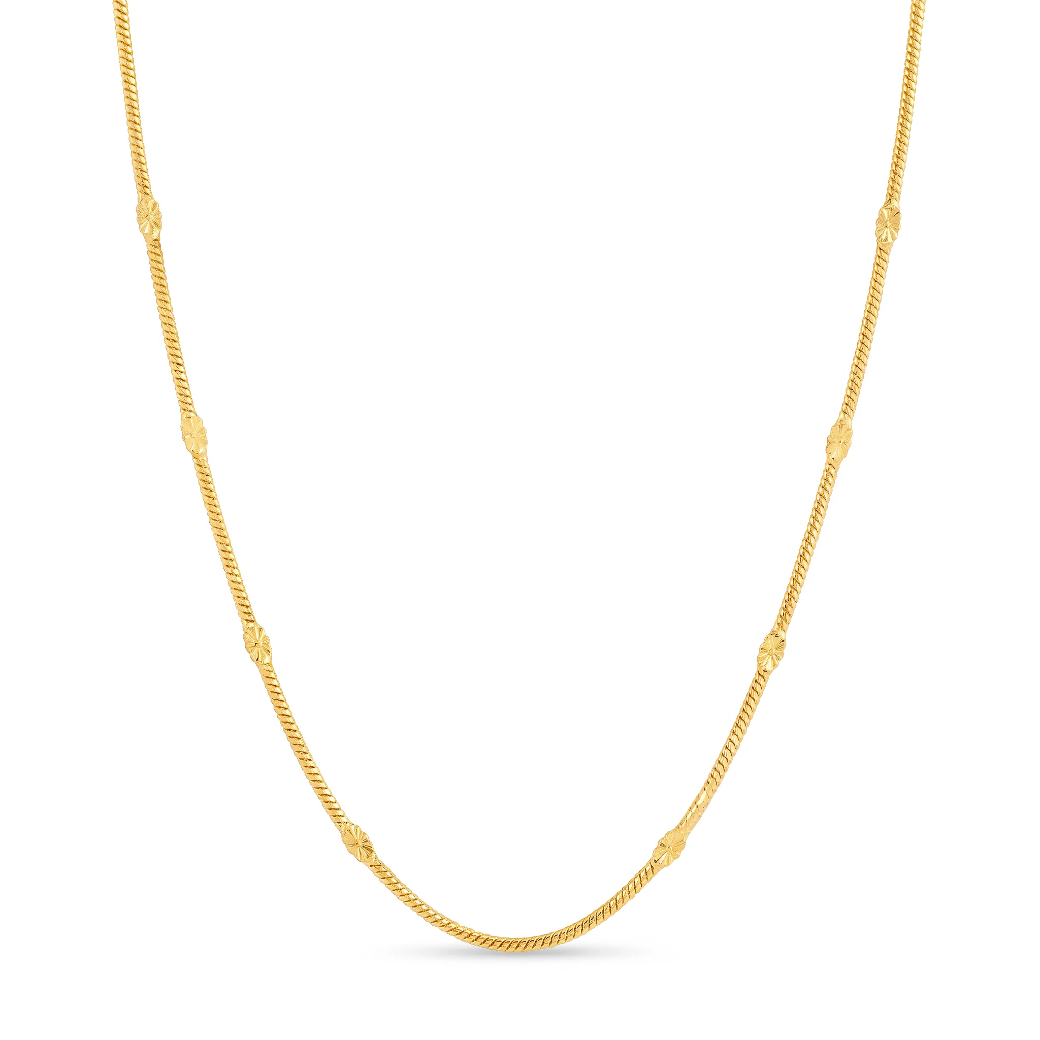 PRAO Necklace Anti-Tarnish Floral Snake Chain - Image 3