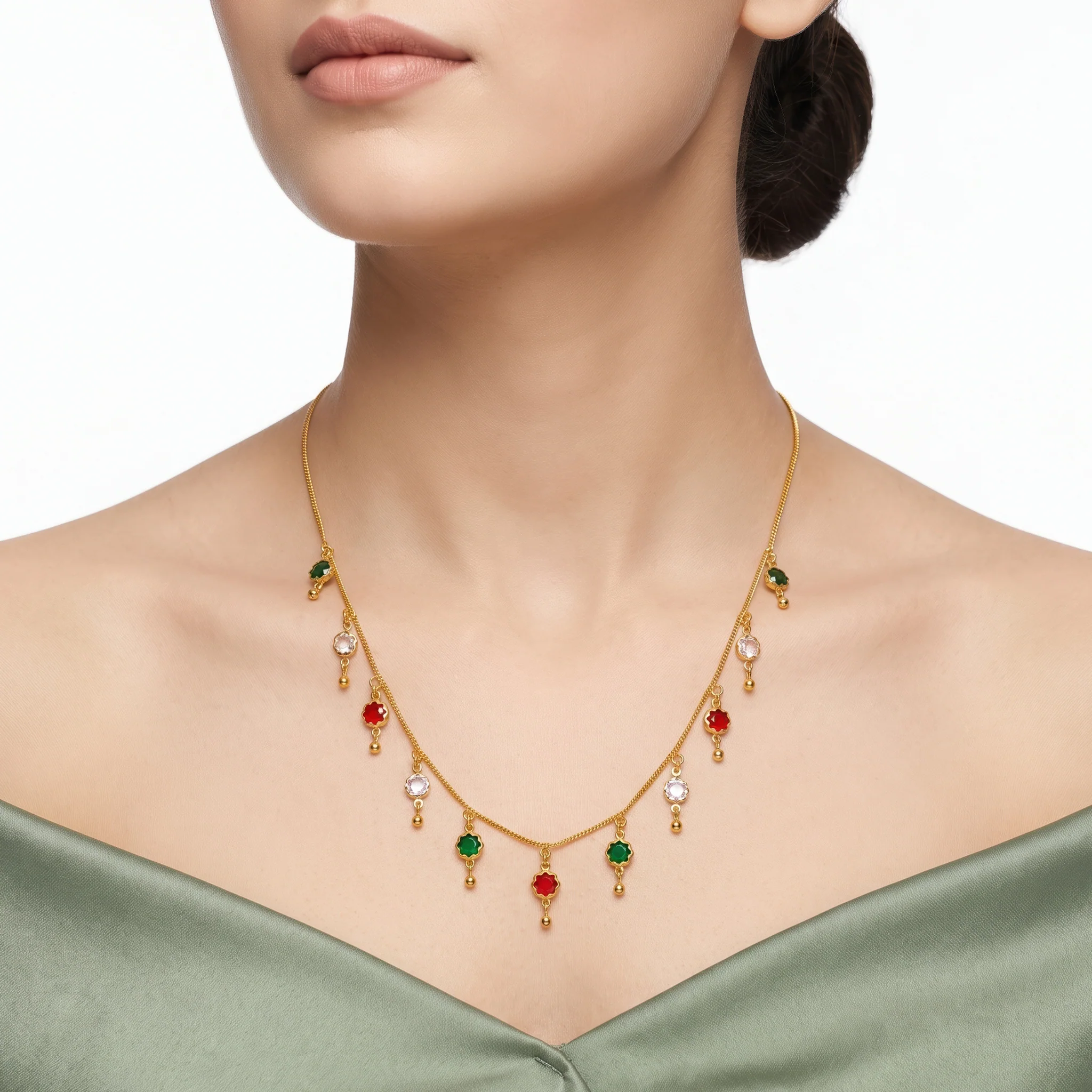 PRAO Necklace Anti-Tarnish Floral Charm Chain - Image 3