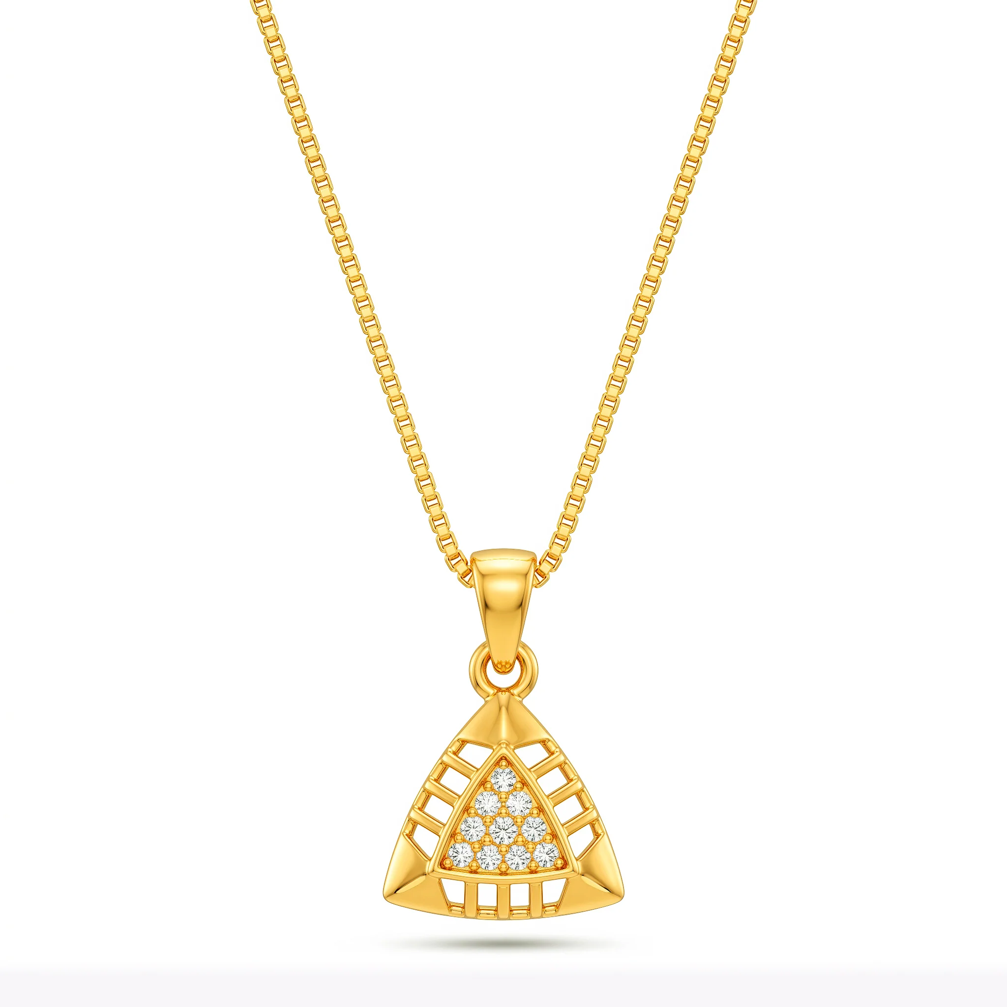 PRAO Necklace Anti-Tarnish Triangle Crystal Chain