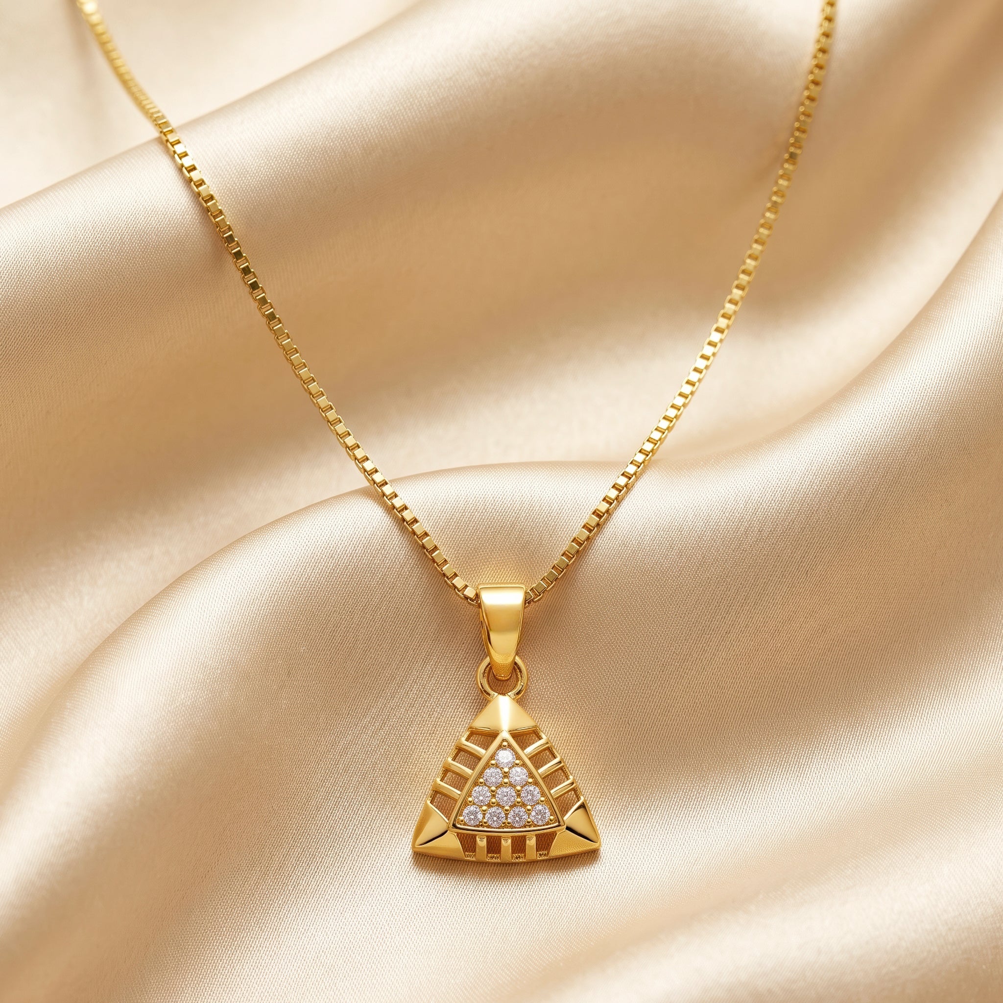 PRAO Necklace Anti-Tarnish Triangle Crystal Chain - Image 4