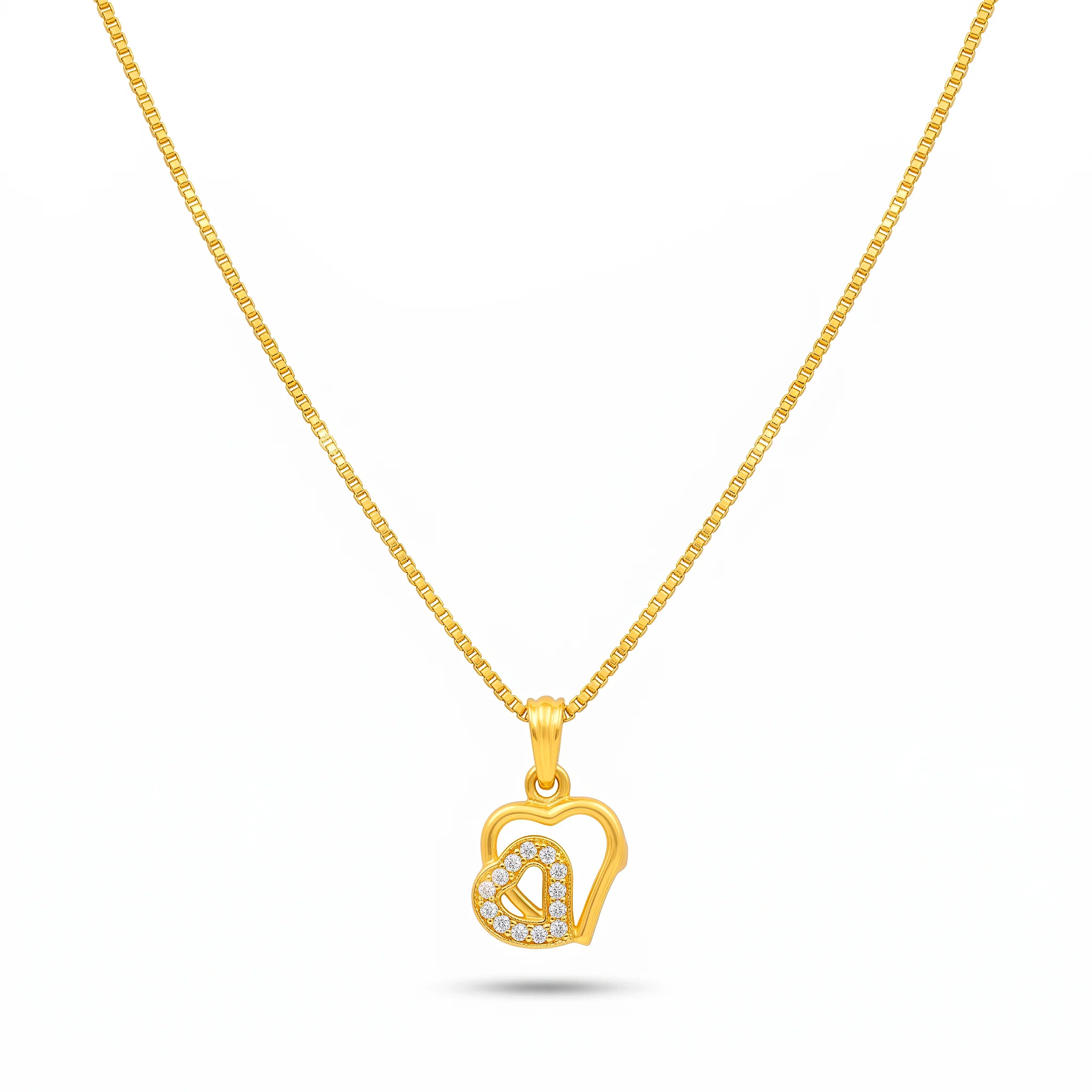 PRAO Necklace Anti-Tarnish Double Heart Chain - Image 3