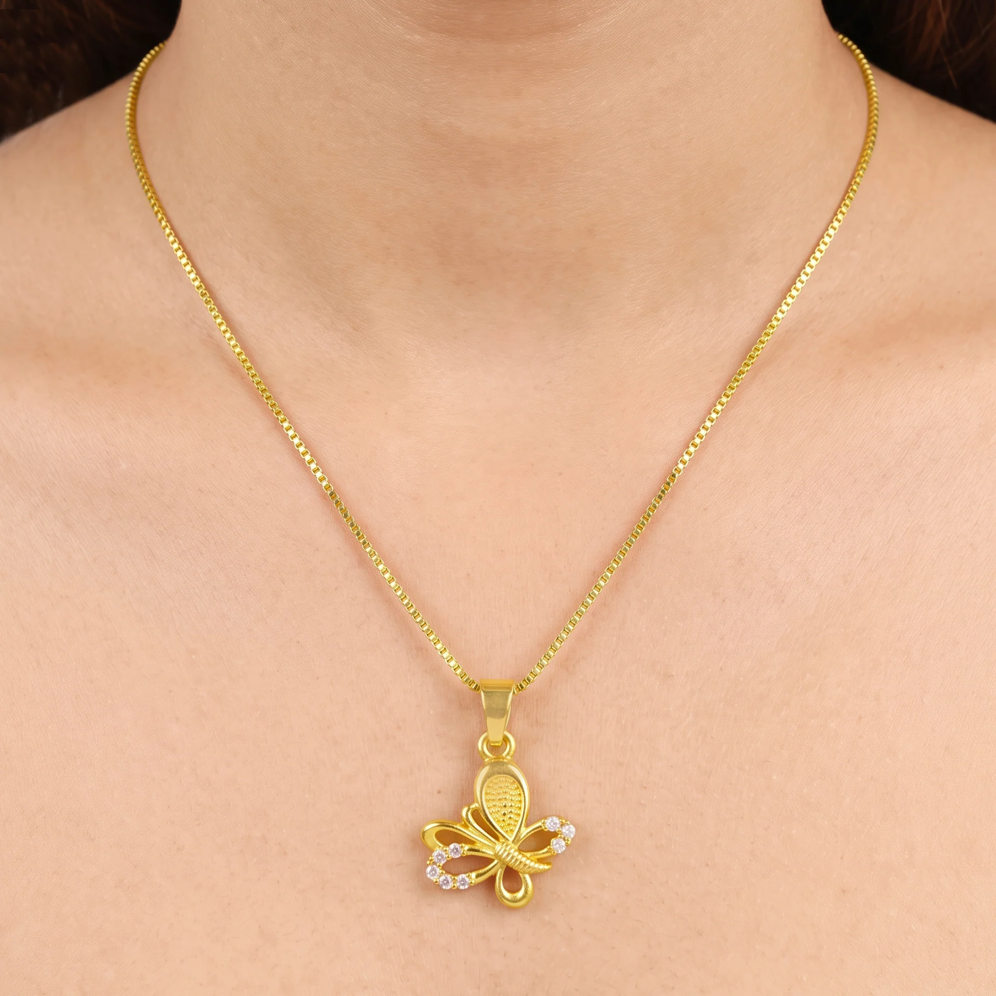 PRAO Necklace Anti-Tarnish Butterfly Crystal Chain - Image 2