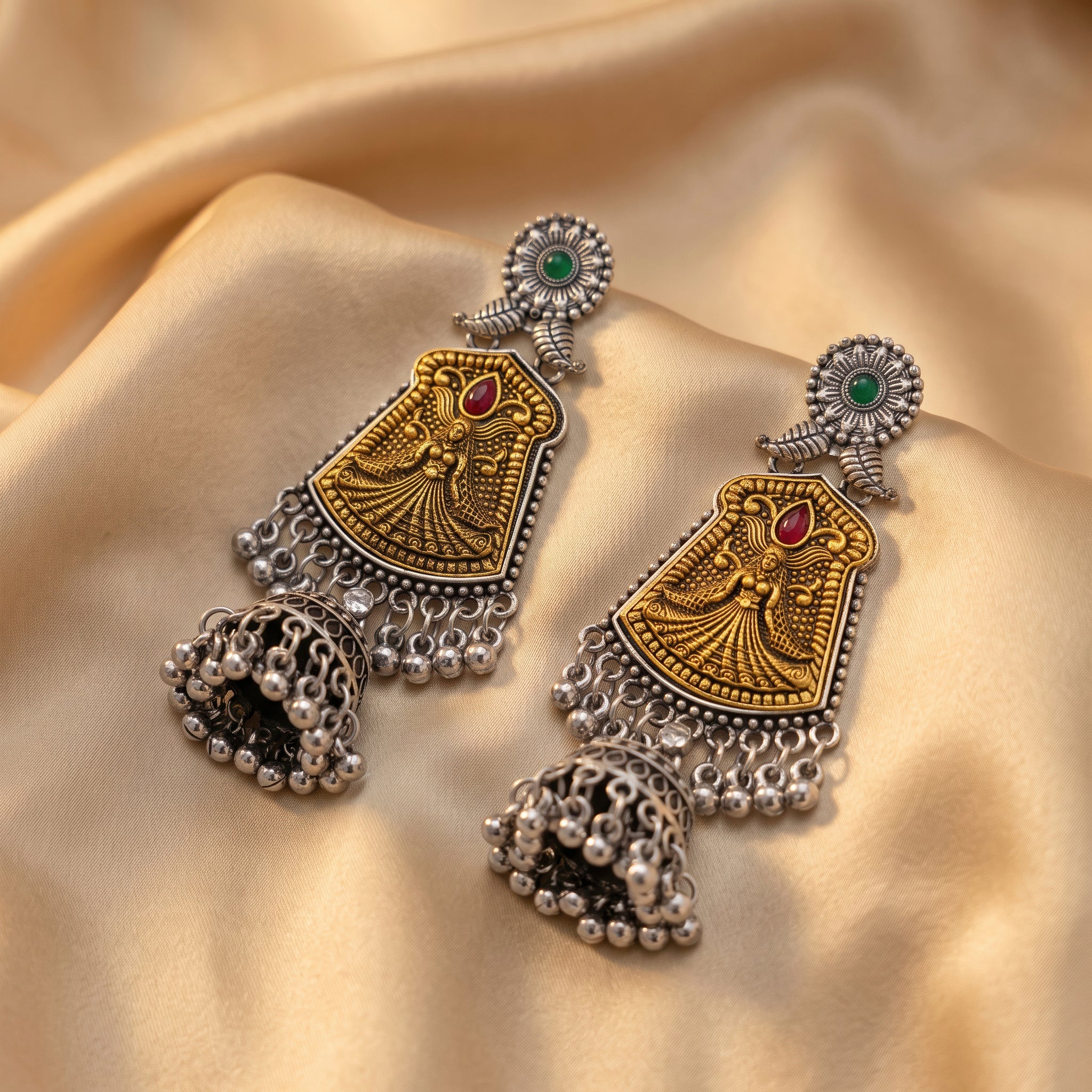 PRAO Earrings Anti-Tarnish Oxidized Figurine Jhumka - Image 4
