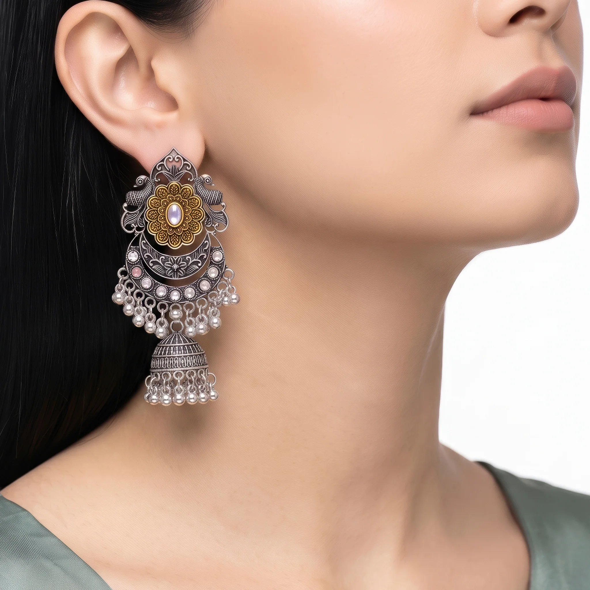 PRAO Earrings Anti-Tarnish Peacock Chandbali Dangles - Image 2