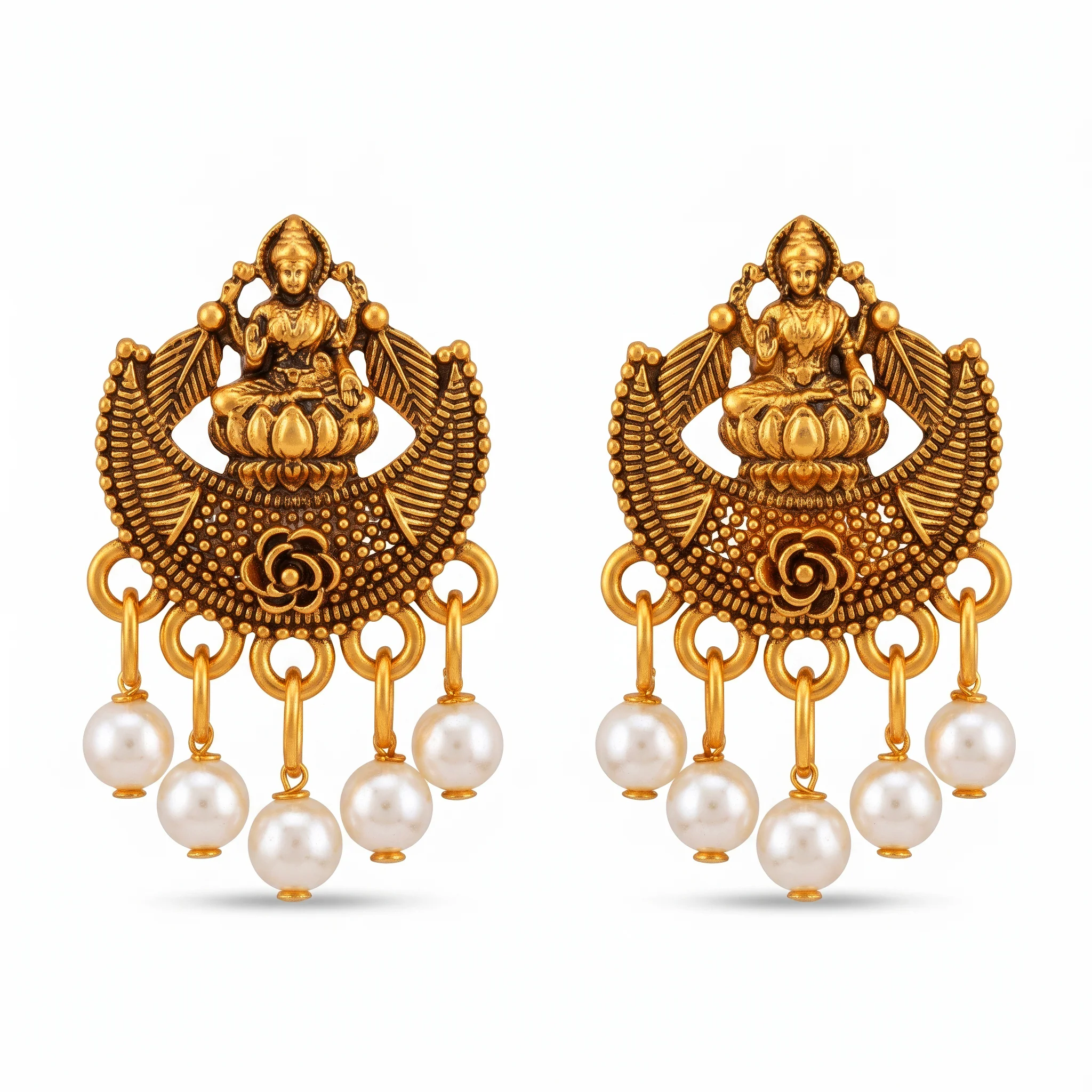 PRAO Earrings Anti-Tarnish Lakshmi Lotus Studs - Image 3