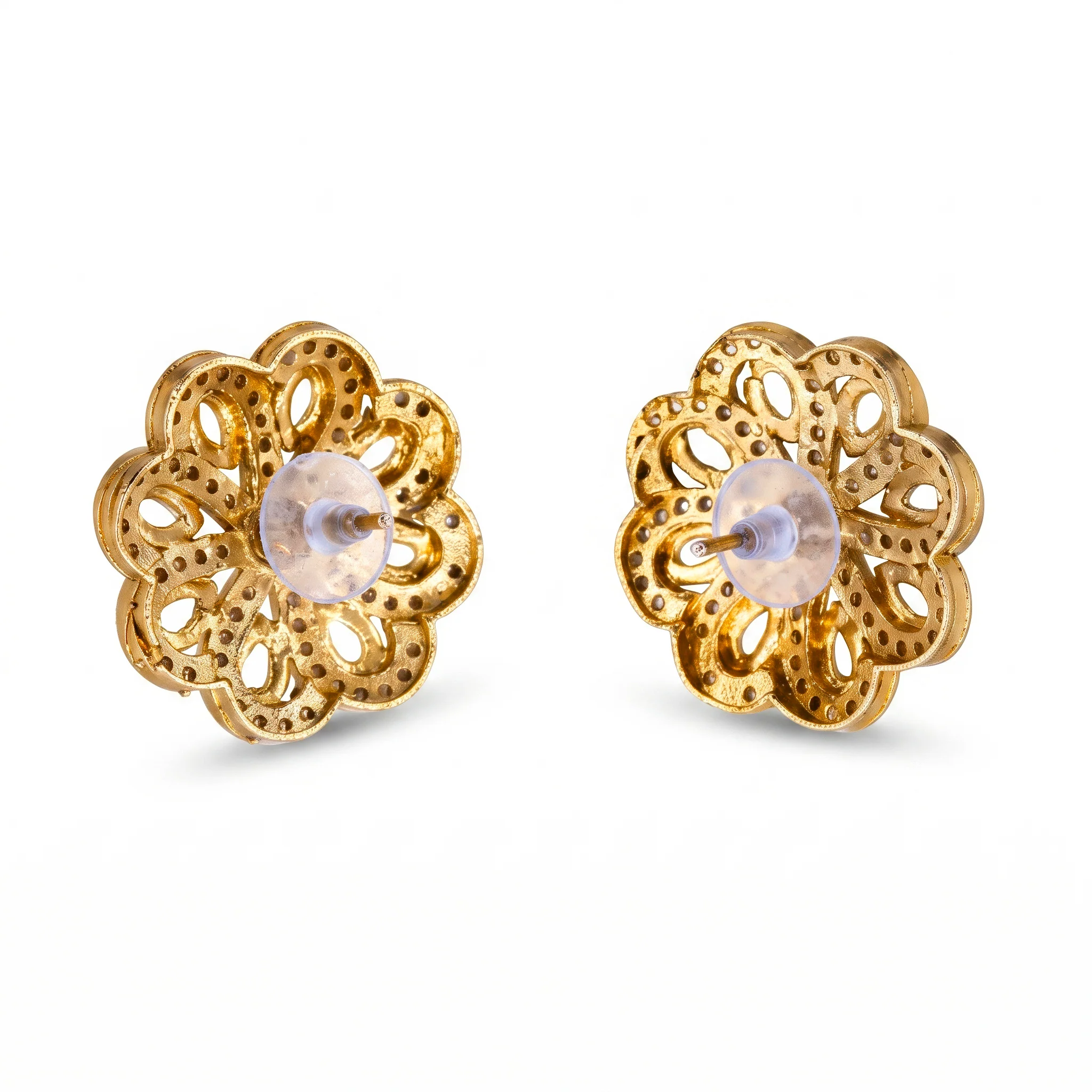 PRAO Earrings Anti-Tarnish Kundan Floral Studs - Image 5