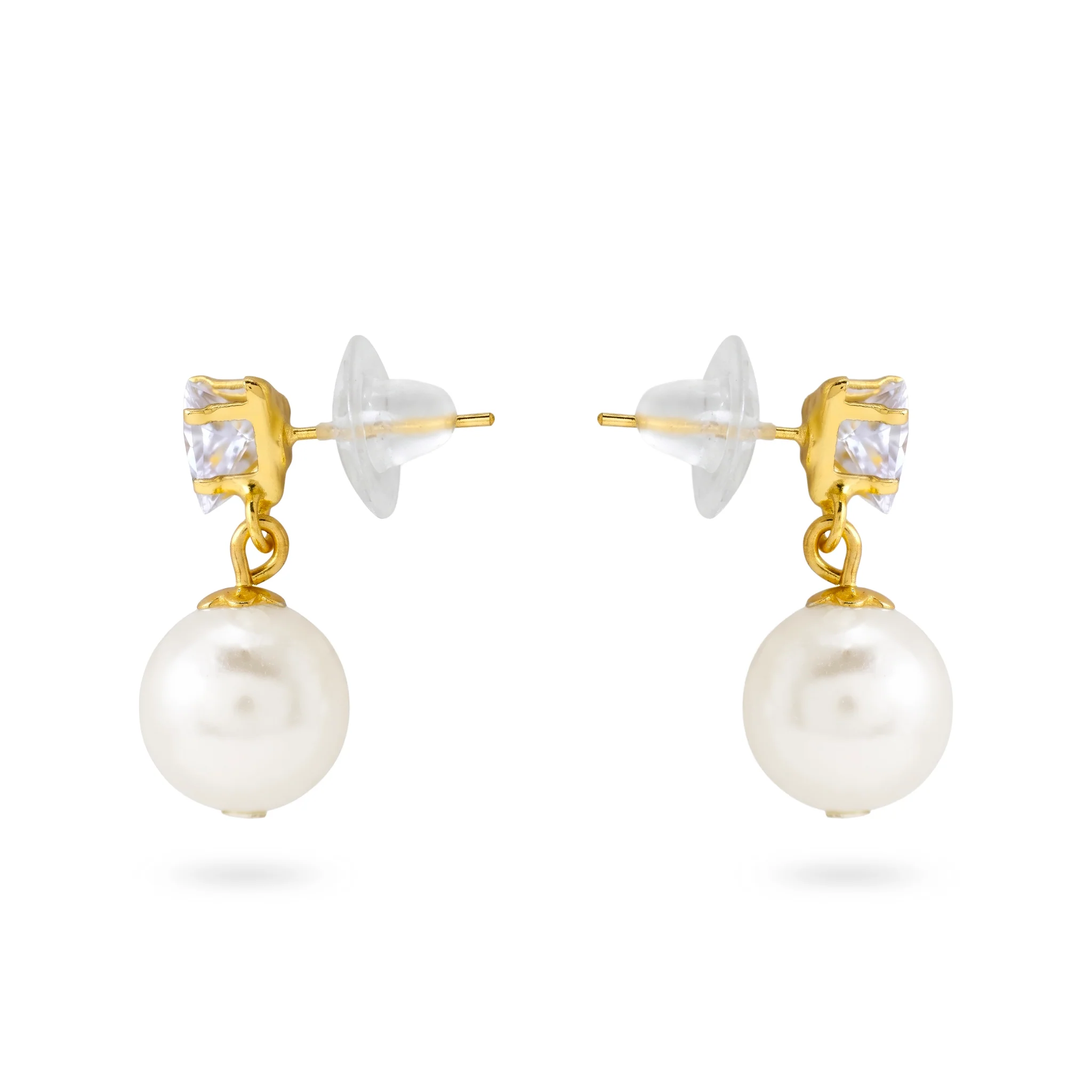 PRAO Earrings Anti-Tarnish Trillion Crystal Pearl Dangles - Image 5