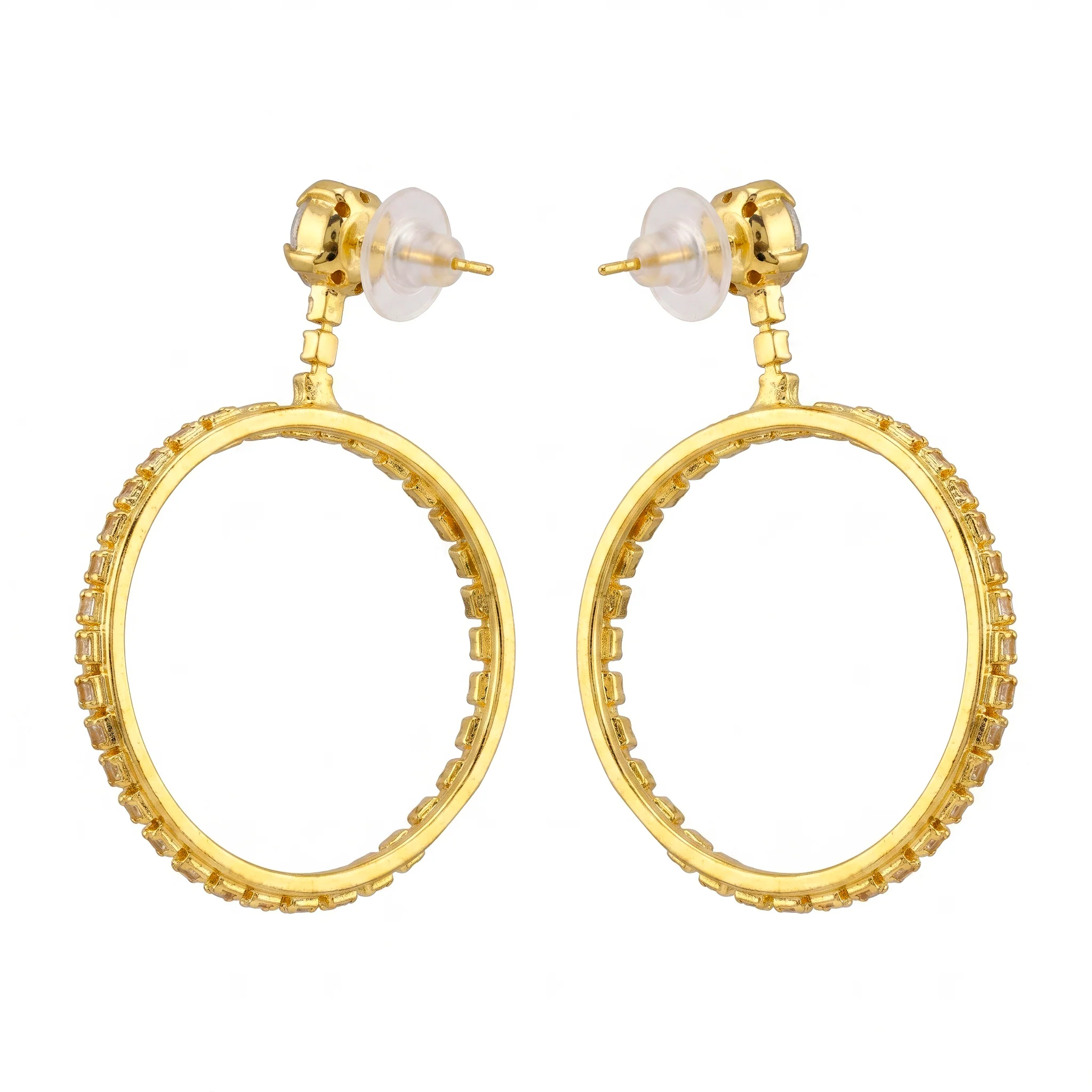 PRAO Earrings Anti-Tarnish Crystal-Encrusted Hoops - Image 5